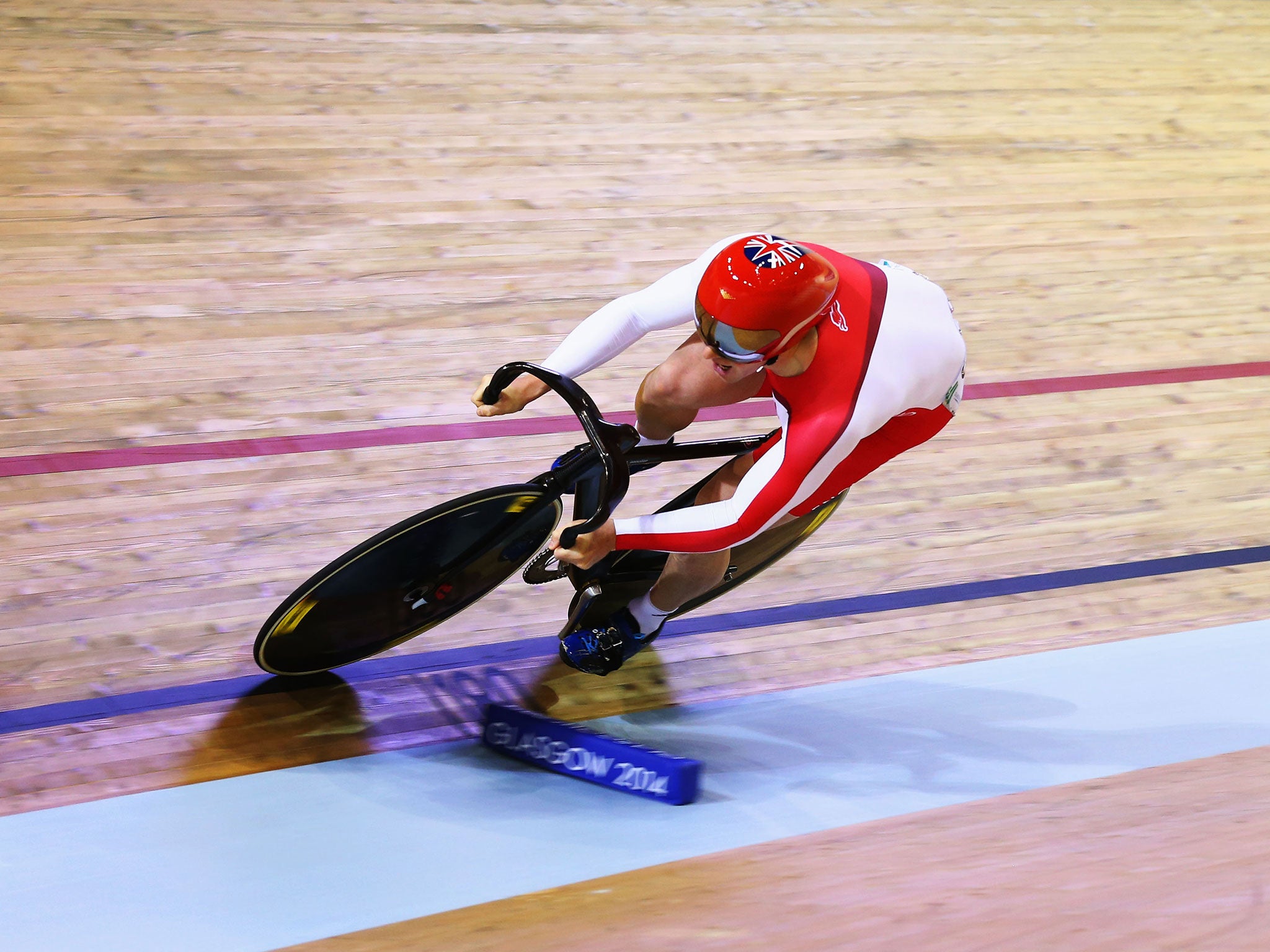 &#13;
Jason Kennygoes in the keirin on Tuesday &#13;