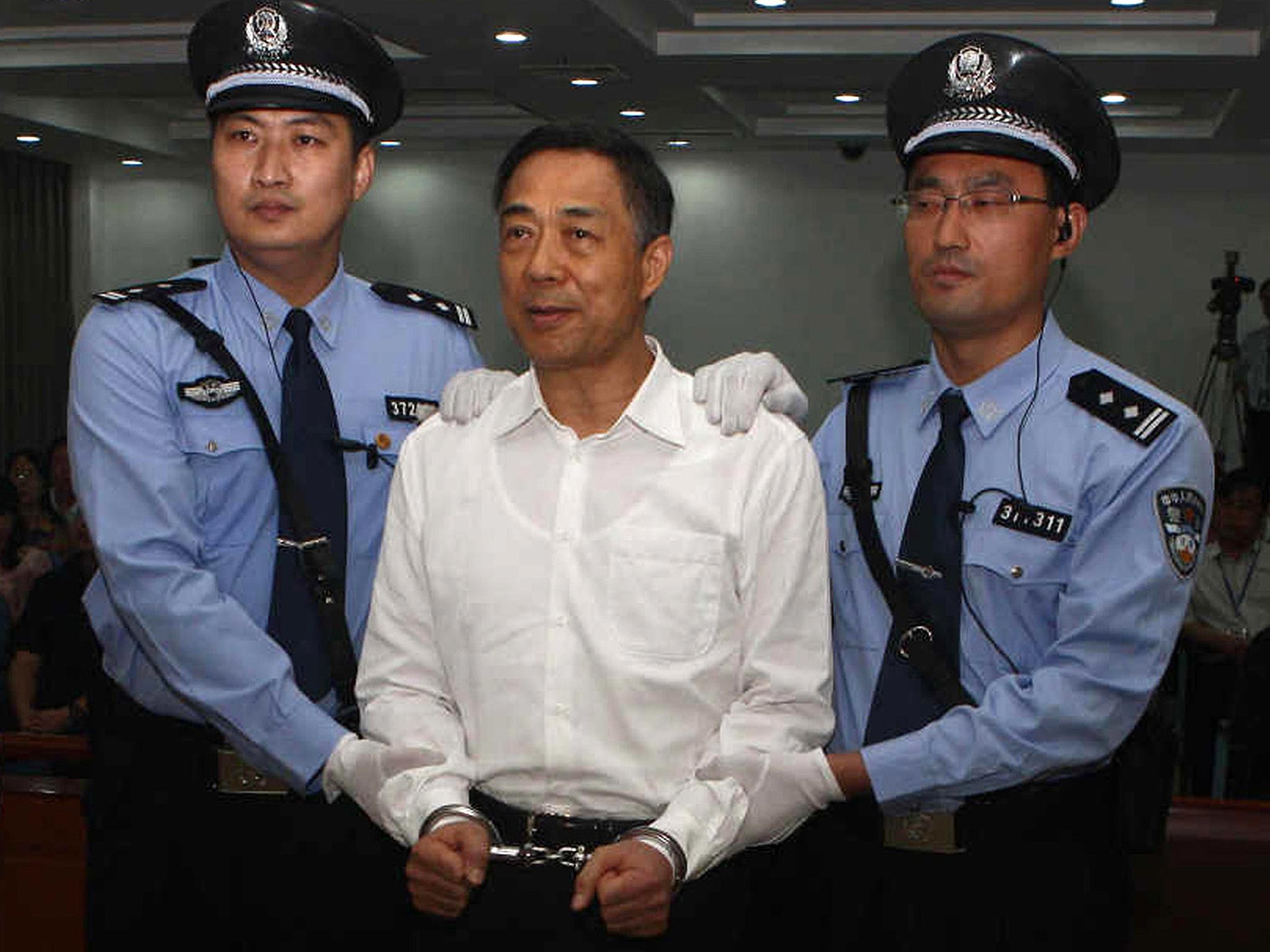 Fallen star Bo Xilai in court, in September last year; he was given a life sentence