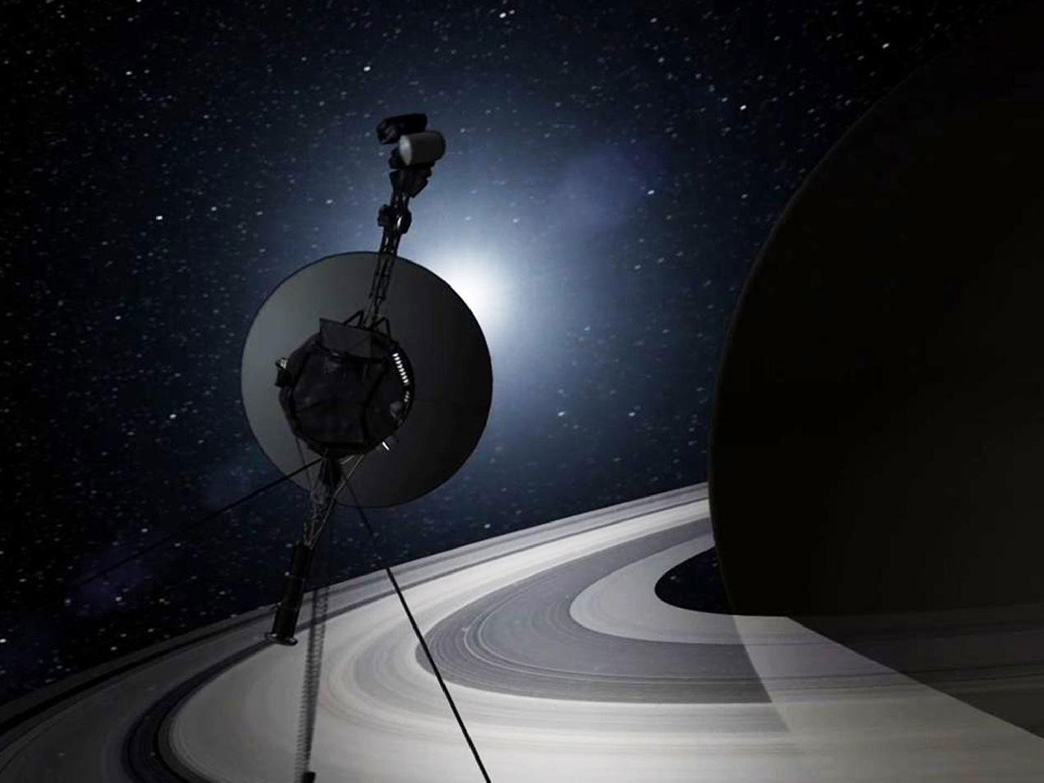 This artist's rendering provided by NASA shows the Voyager spacecraft35 years after leaving Earth