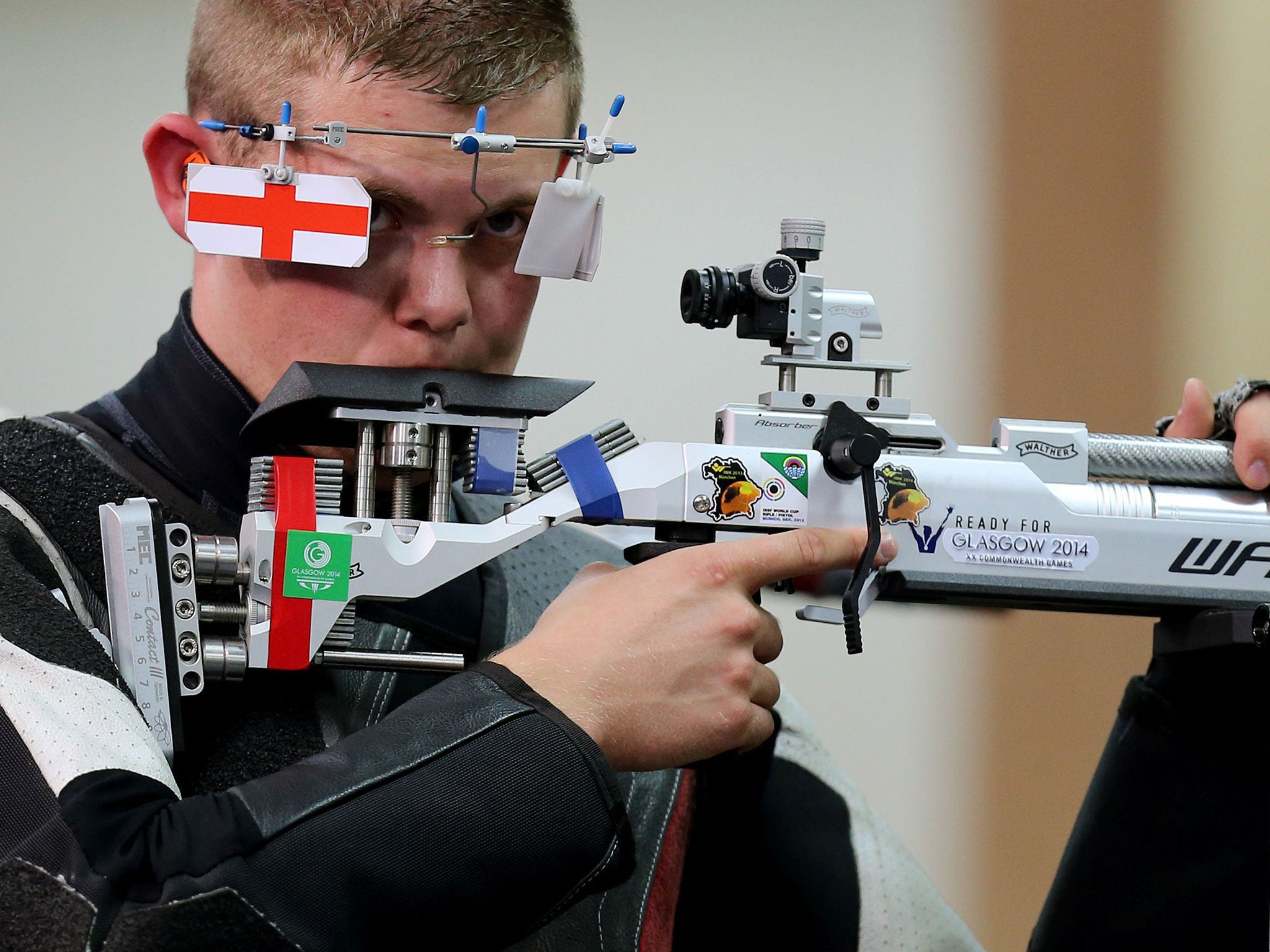 England's bronze medalist Daniel Rivers during the final of the 10m Air Rifle Men