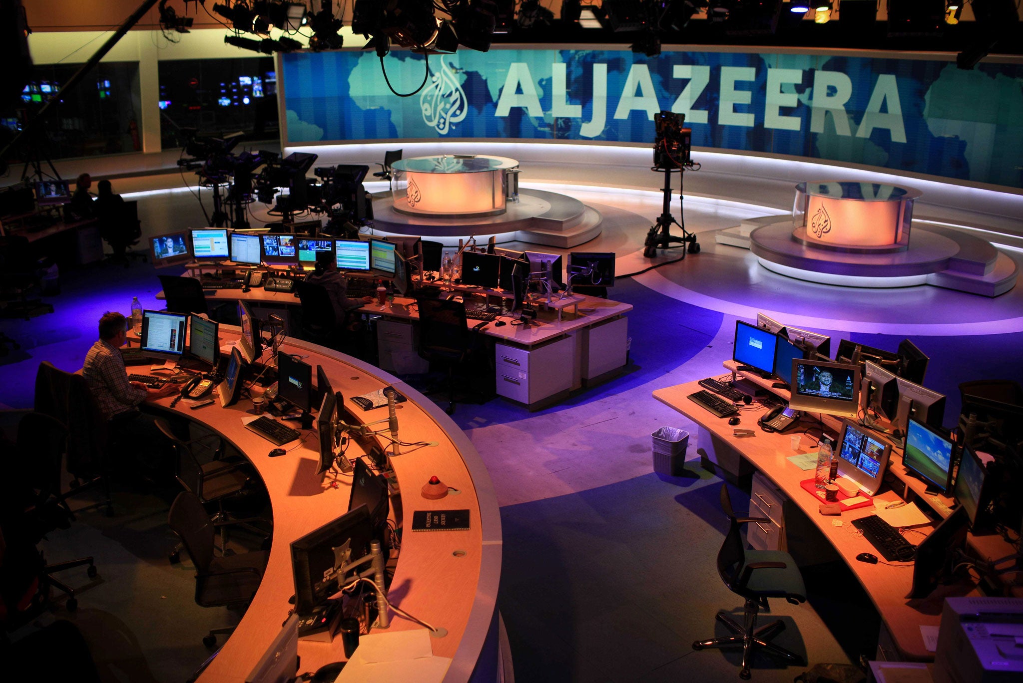 The newsroom at al-Jazeera which has suffered from a cyber attack