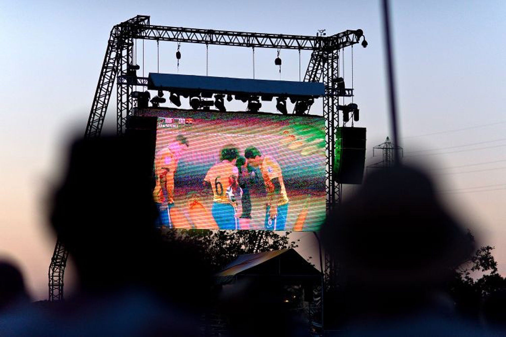 Spectators at the Isle of Wight music festival watch the World Cup on the big screen. Betting promotions were a feature of the tournament