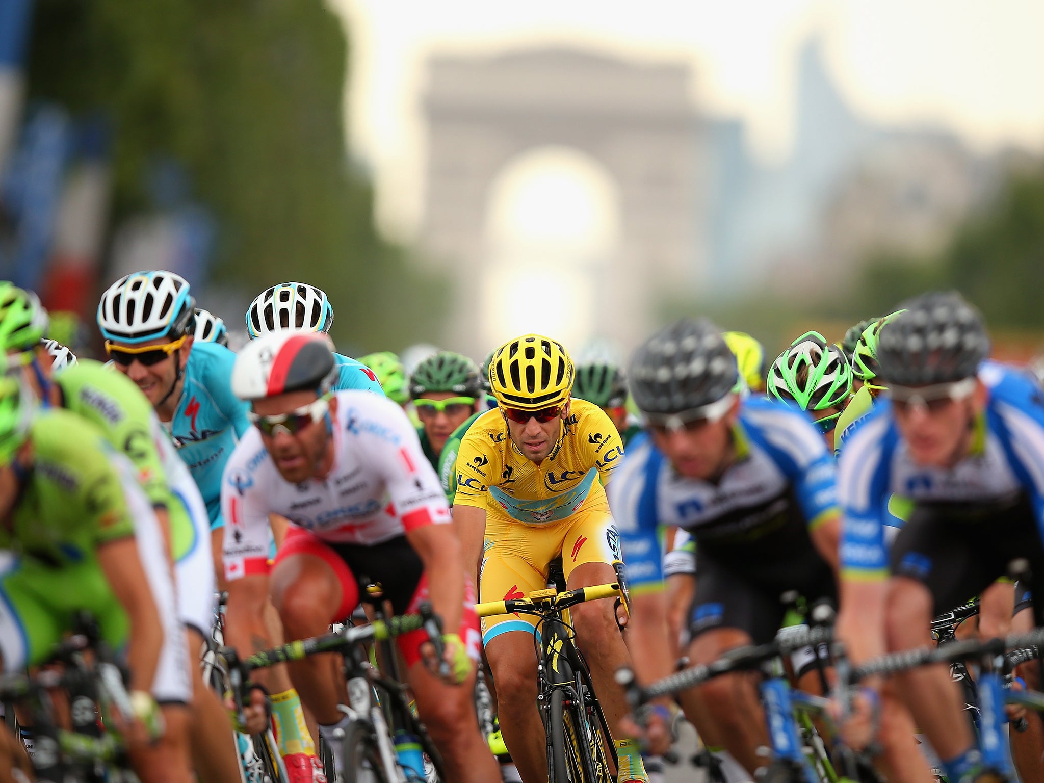 Vincenzo Nibali on the final stage of the Tour de France