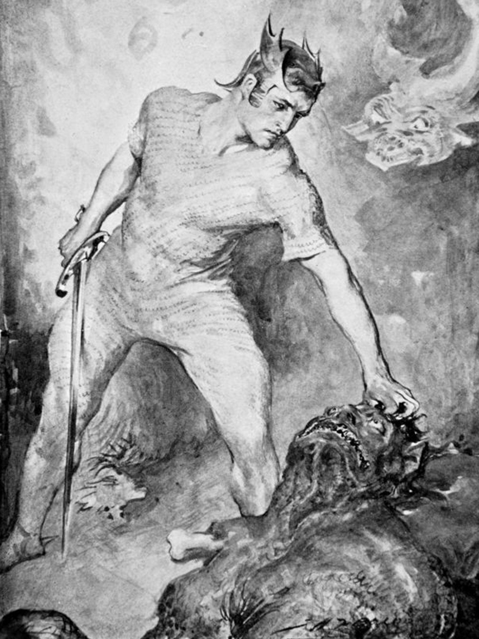 Beowulf shears off the head of Grendel', 1910, by the artist John Henry Frederick Bacon