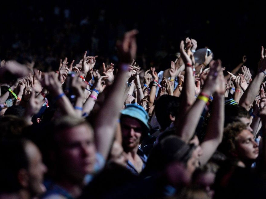 Festival-goers at the 2014 Splendour in the Grass music festival near Byron Bay, Australia