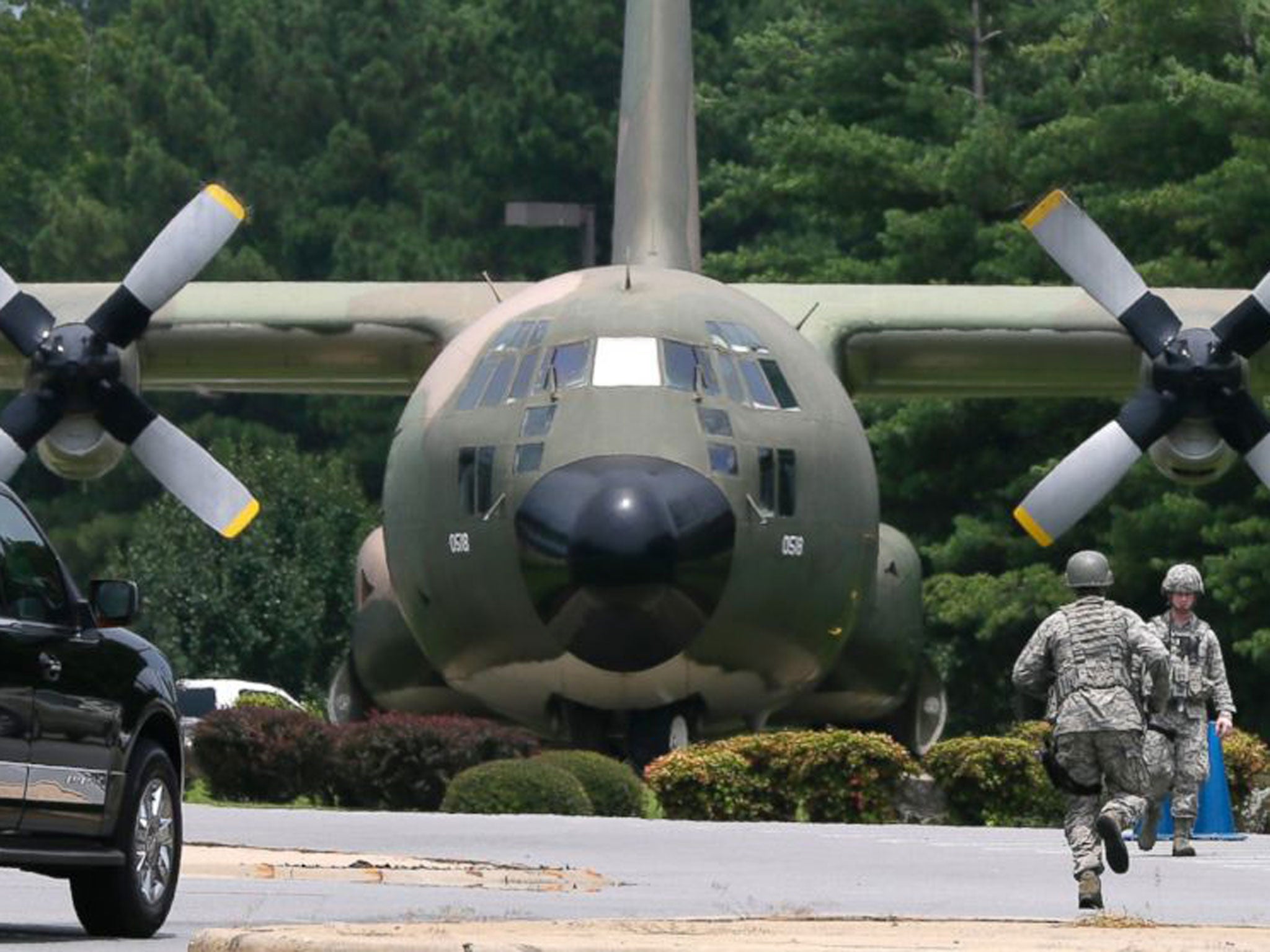 A picture of a C-130J cargo jet like the one the African adolescent was found in