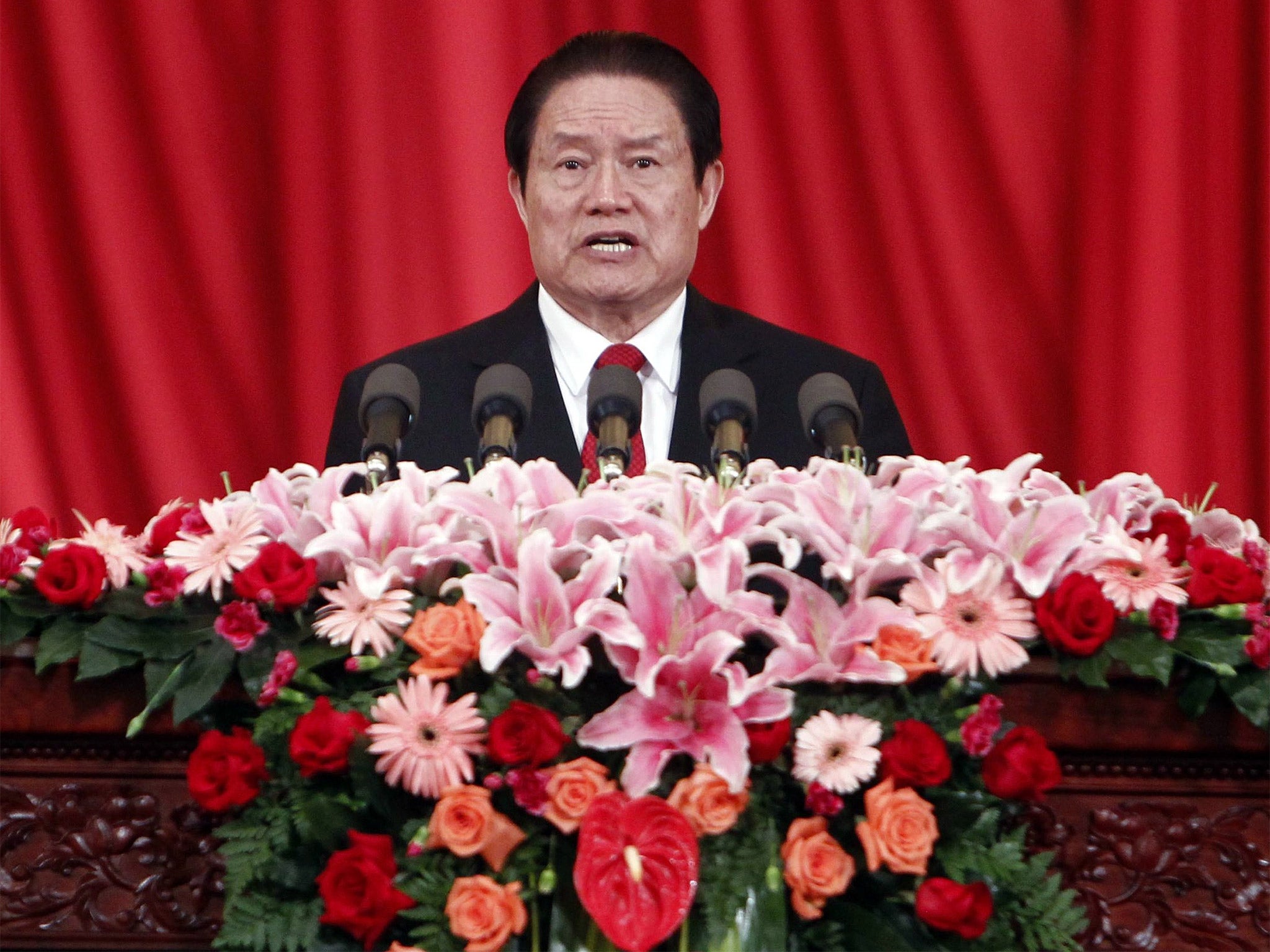 Zhou Yongkang making a speech in Beijing in 2012, when he was still a Politburo standing committee member