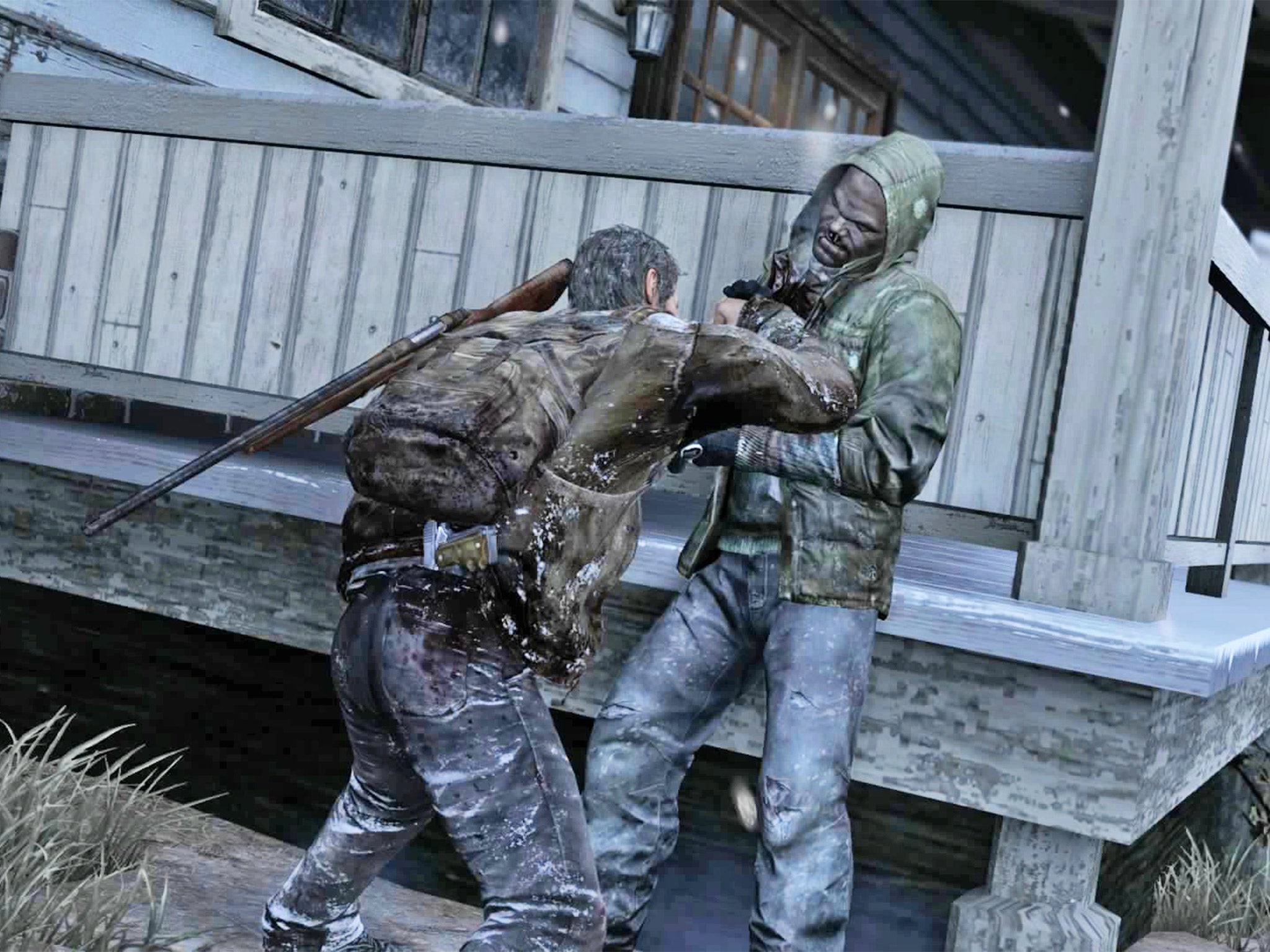 Joel fends off a cannibal in 'The Last of Us'