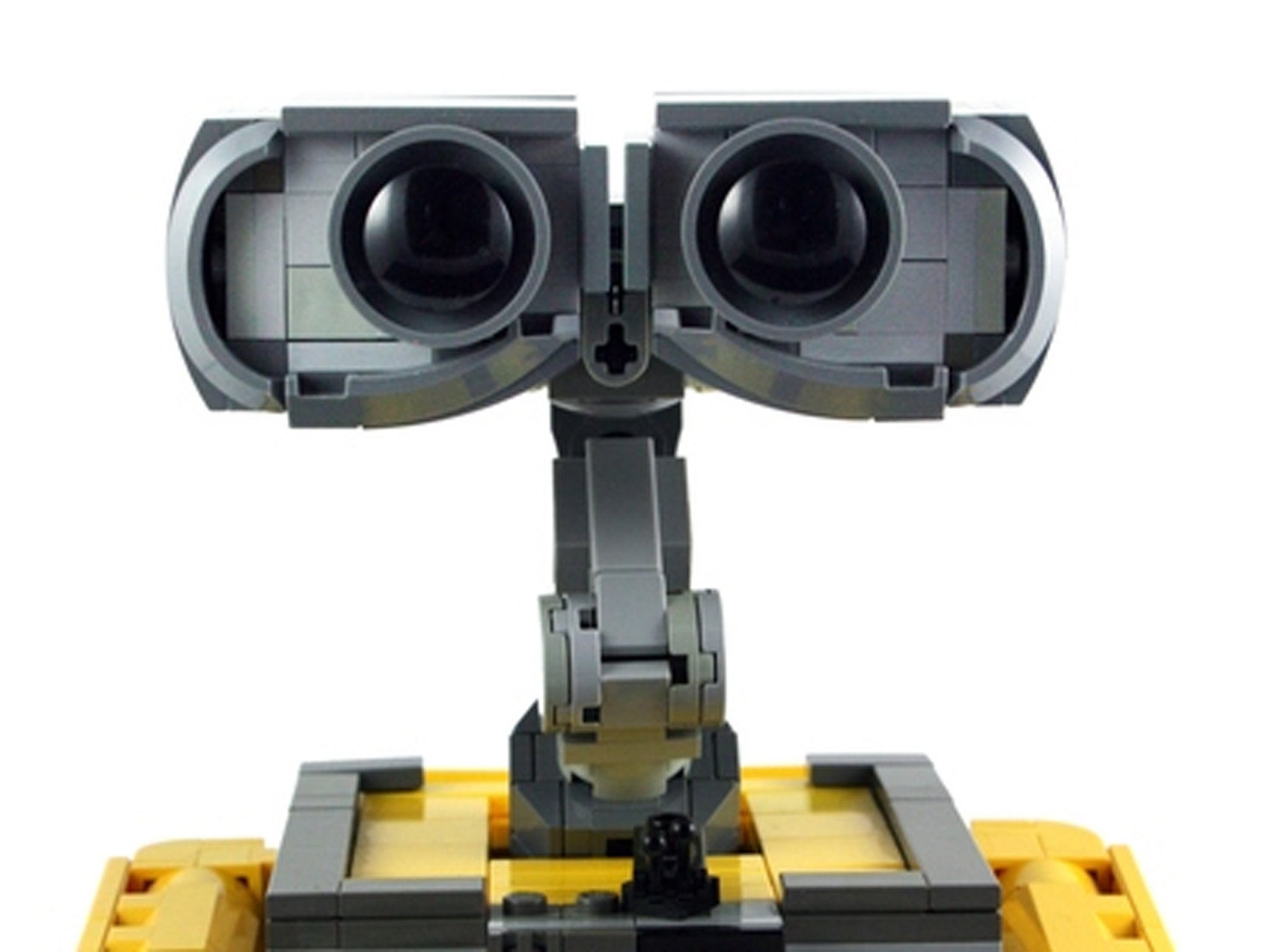 A close-up of Lego Wall-E's eyes - recently redesigned to melt the hearts of the Lego judges