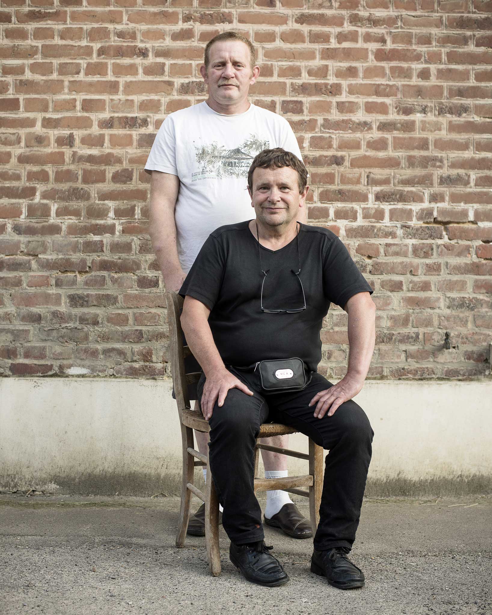 Dominique Zanardi and Joel Scribe in front of the house belonging to the photographer Alfred Dupire