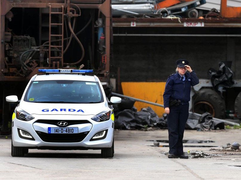 Gardai at the scene after a human leg was found at the Thornton's Recycling plant in west Dublin.