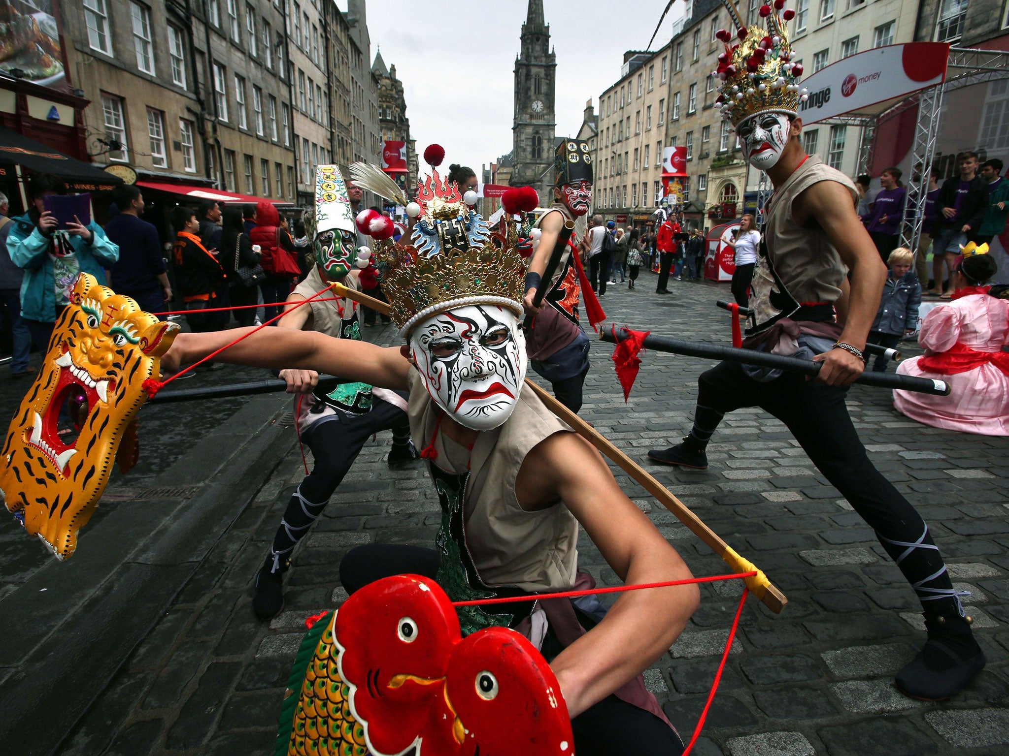 Edinburgh Fringe acts on the Royal Mile yesterday