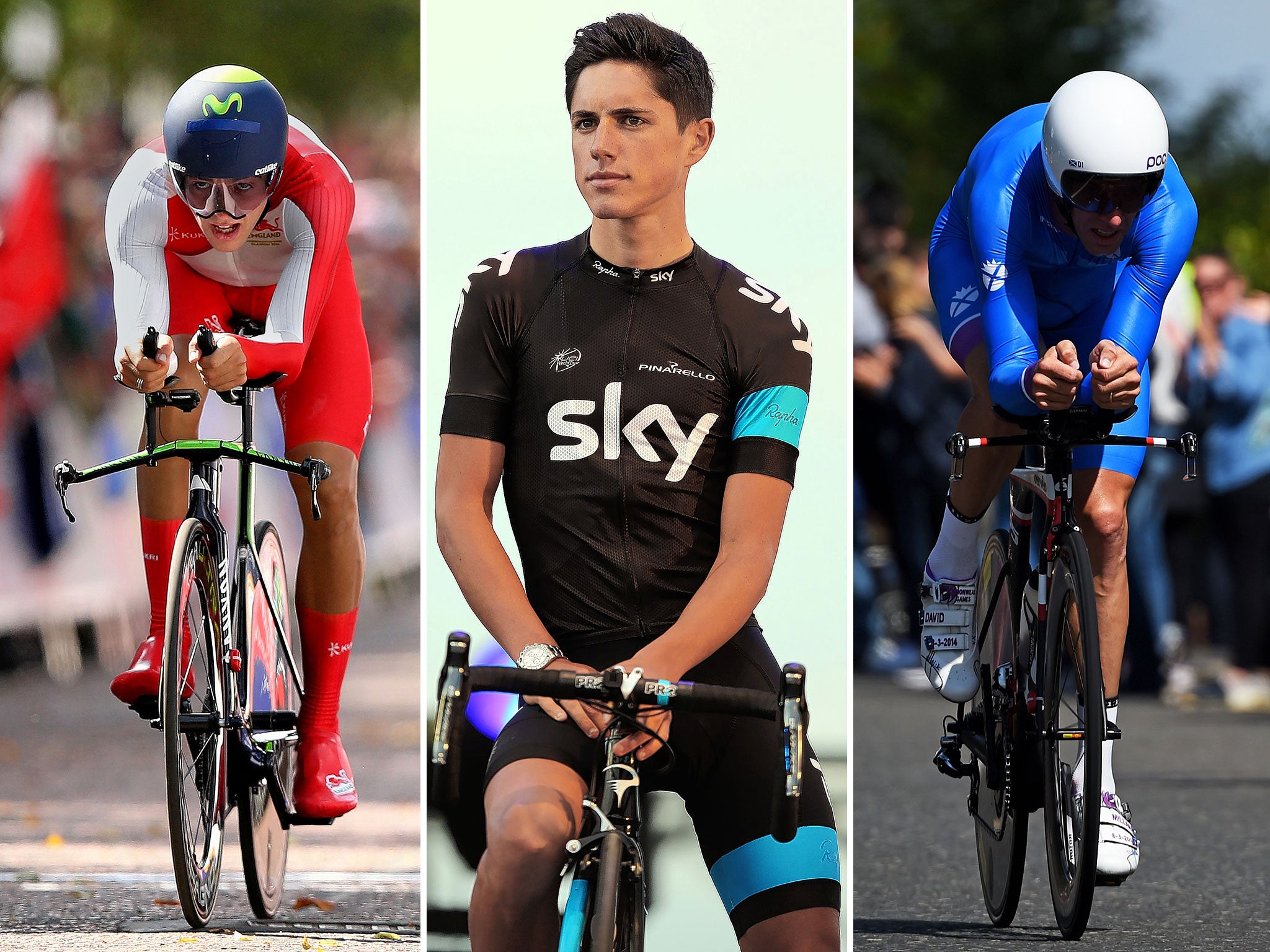 Street fighters (from left to right) England’s Alex Dowsett, Manxman Peter Kennaugh and veteran Scot David Millar will do battle around Glasgow’s roads