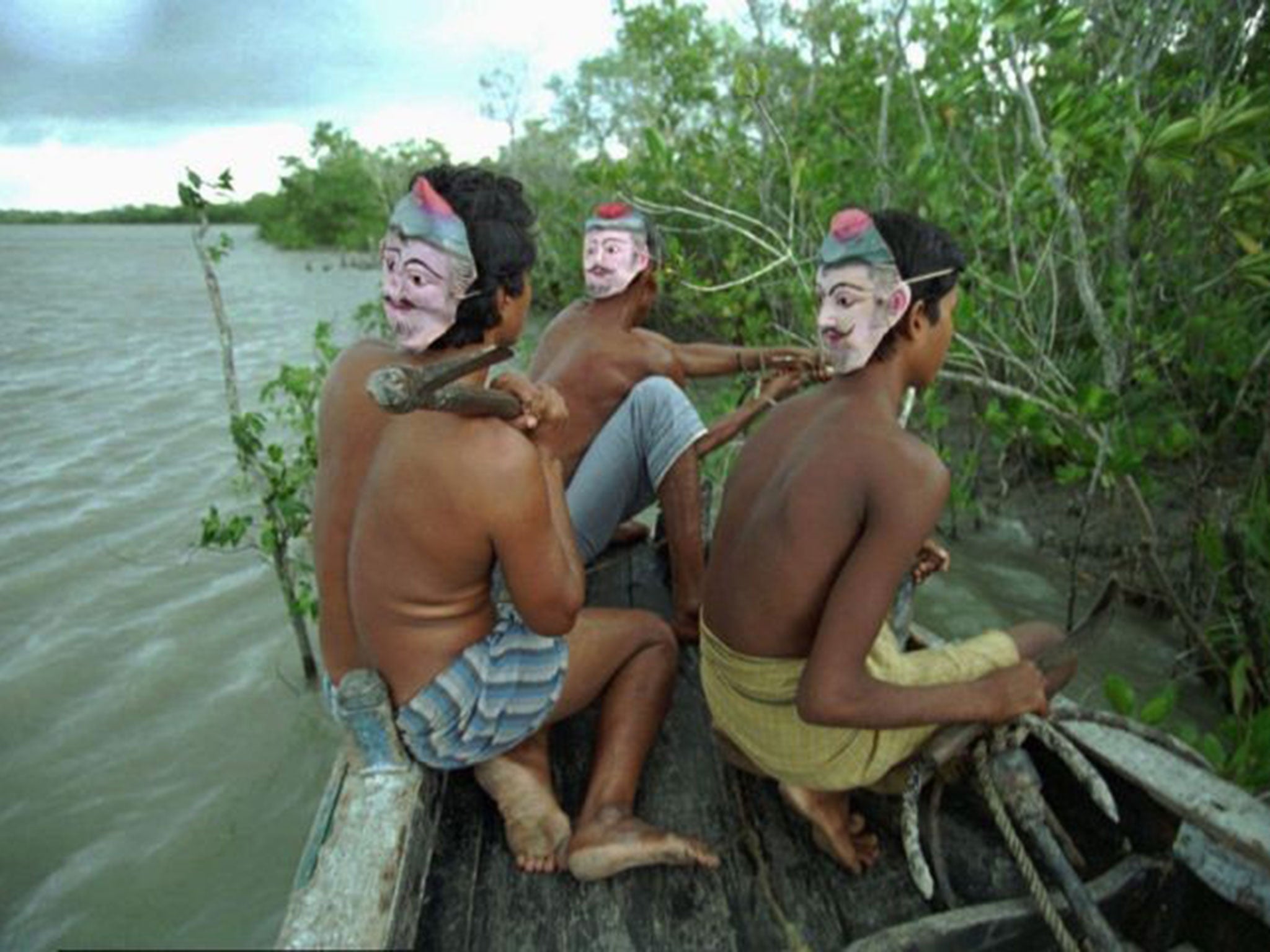 An unsuccessful scheme to scare off the animals with masks