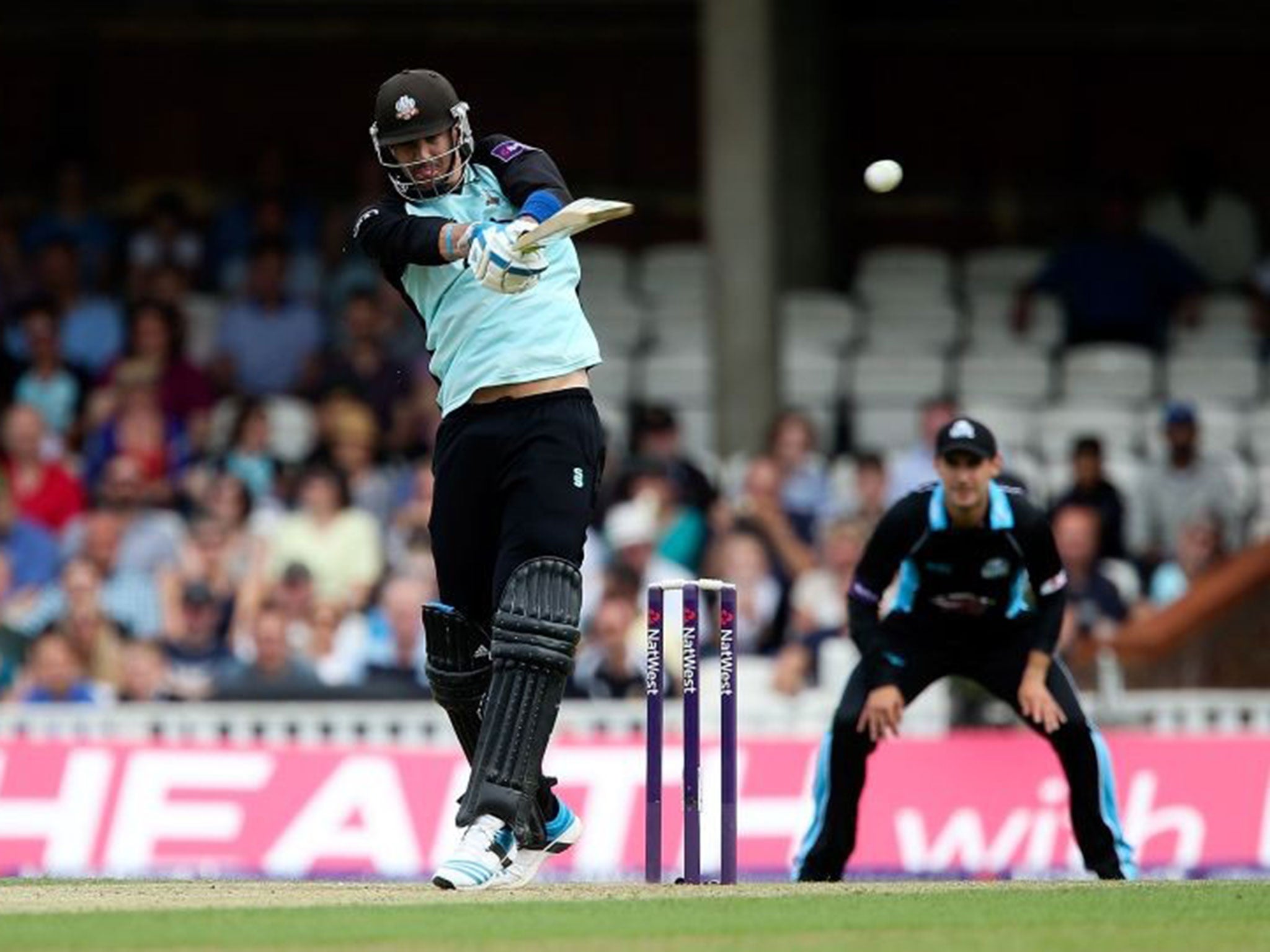 Last hurrah: Pietersen plays his part in Surrey’s Twenty20 quarter-final victory before heading to the Caribbean