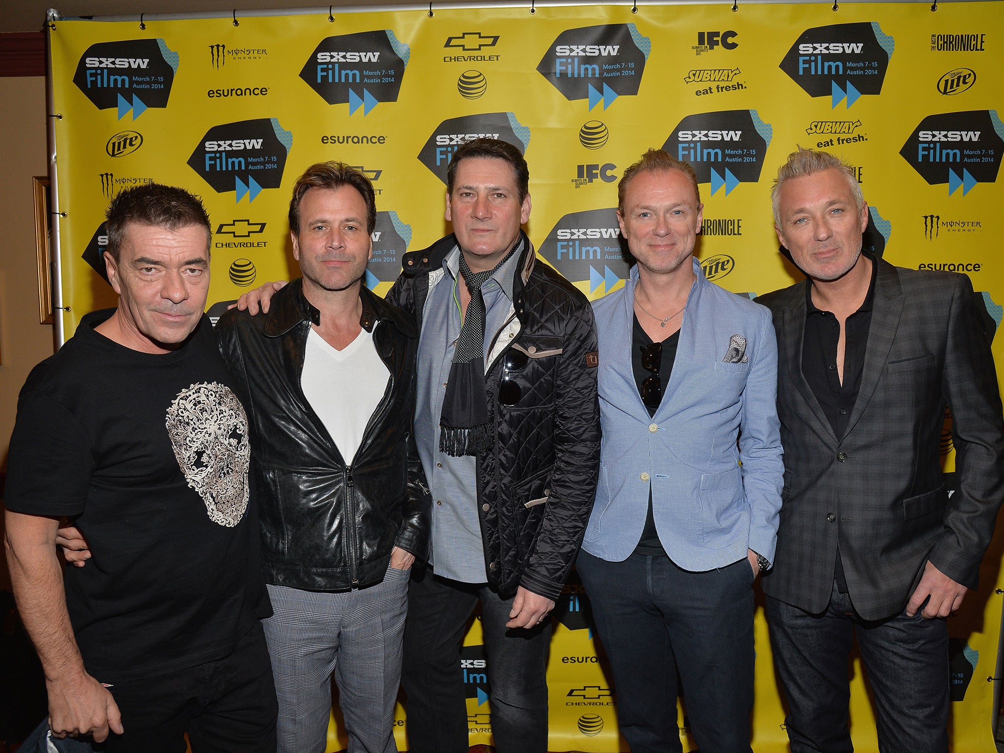 From left to right: John Keeble, Steve Norman, Tony Hadley, Gary Kemp and Martin Kemp of Spandau Ballet