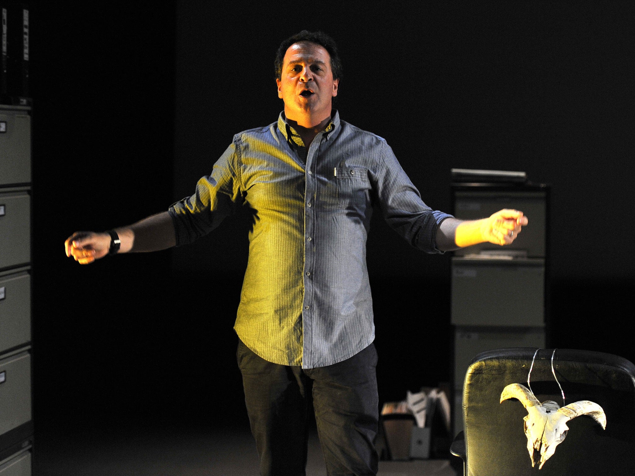 Mark Thomas in ‘Cuckooed’, directed by Emma Callander at the Traverse Theatre in Edinburgh