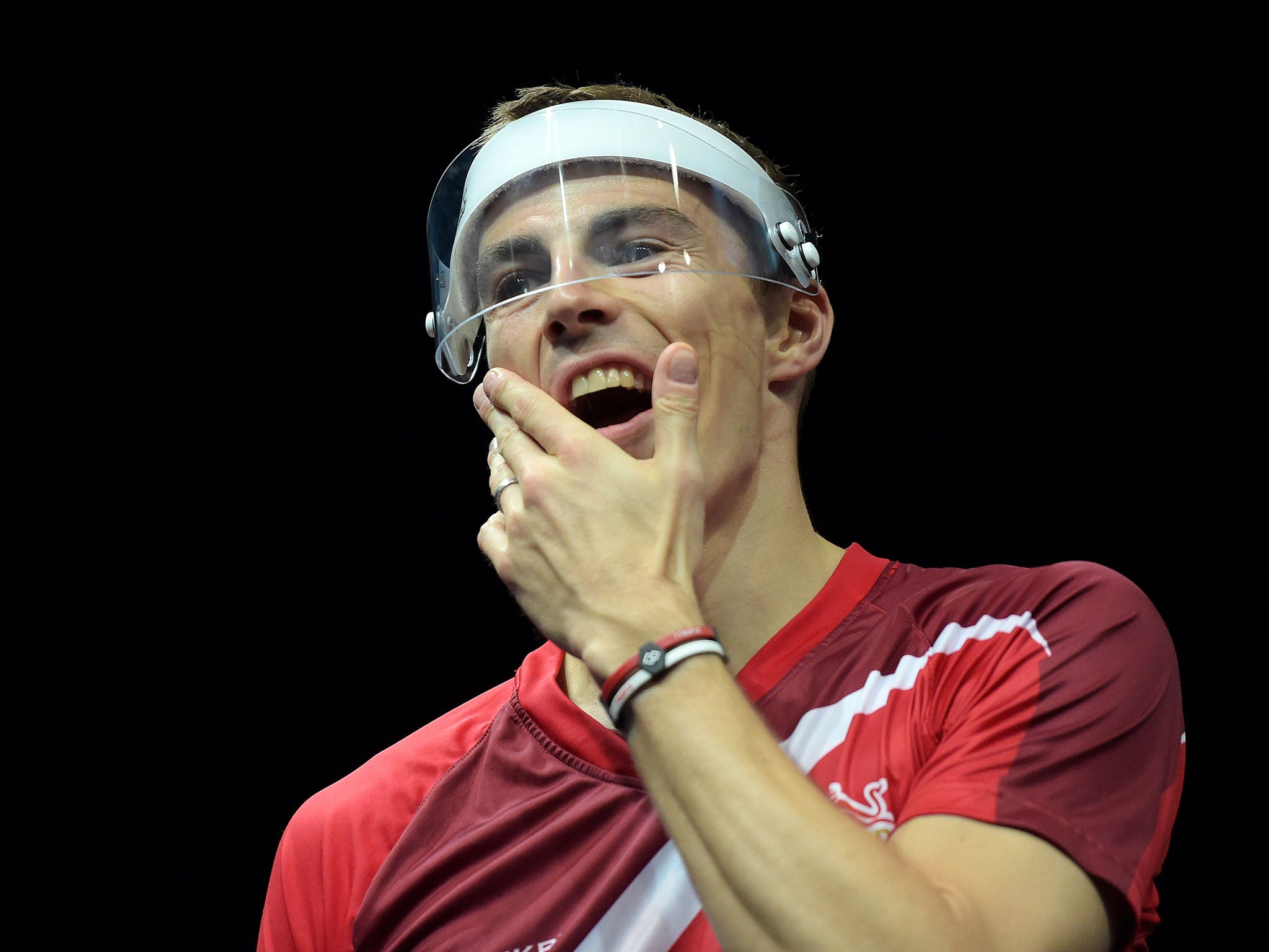 Nick Matthew, pictured, and Adrian Grant had to be content with silver in the men’s doubles final