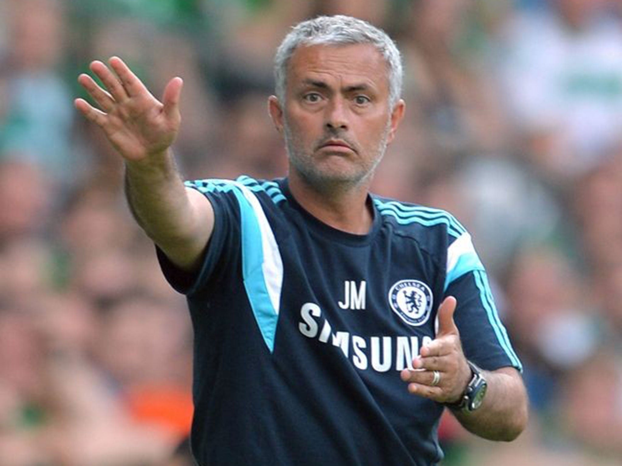 Mourinho reacts during Chelsea's 3-0 defeat to Werder Bremen