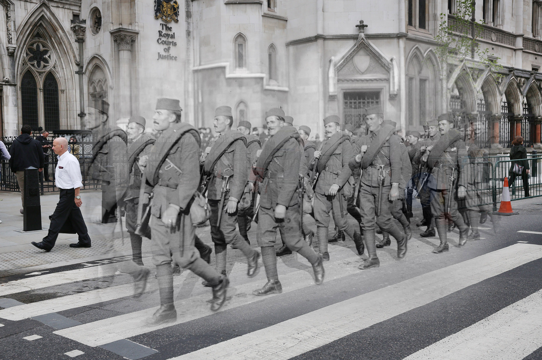 Serbian soldiers marching in the Lord Mayor's show, London in the last days of WW I