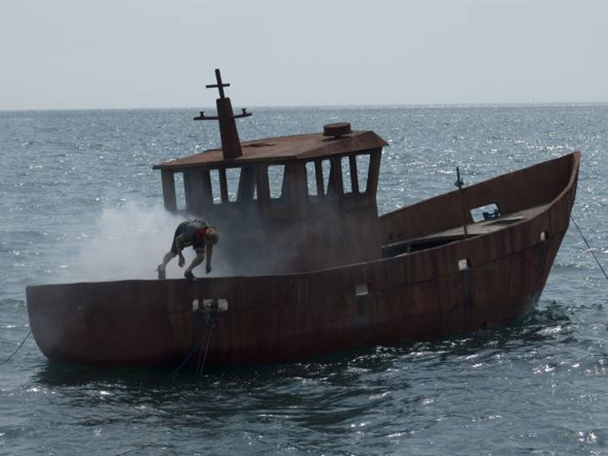 The small fishing vessel was towed out to sea and set alight. It will sink to the seabed to begin its eventual new life as artificial reef