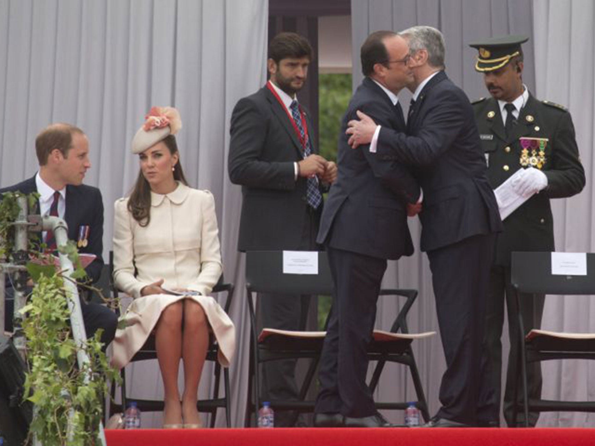 Prince William, the Duchess of Cambridge, the French President François Hollande and the German President Joachim Gauck