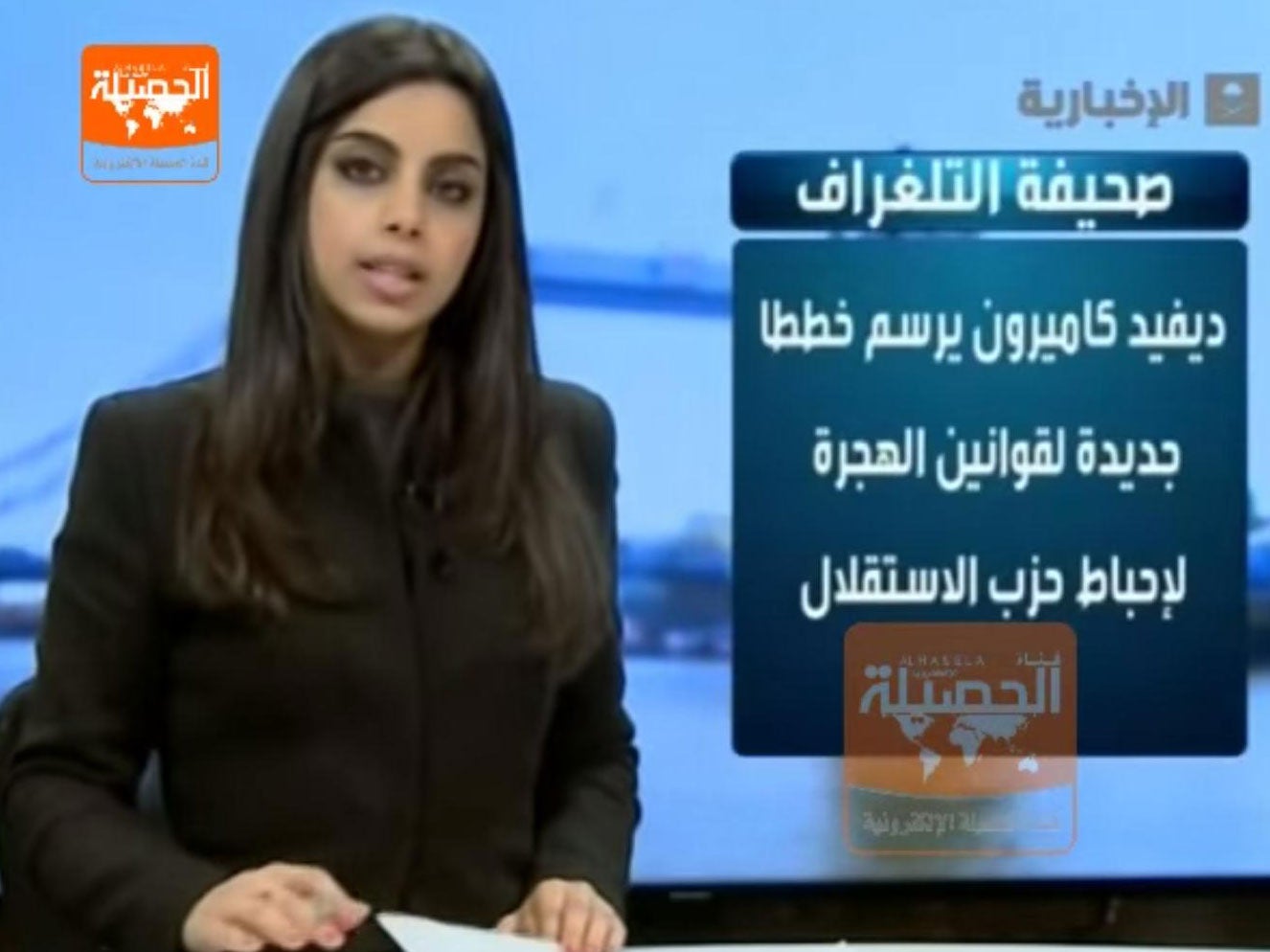 The newsreader appeared on Al Ekhbariya with no headscarf