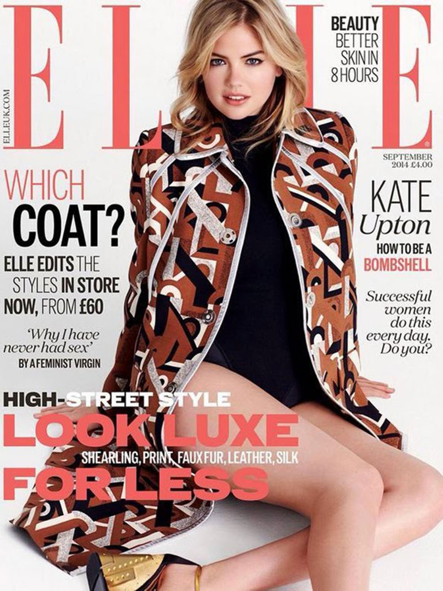 Kate Upton fronts the cover of Elle's September issue this year