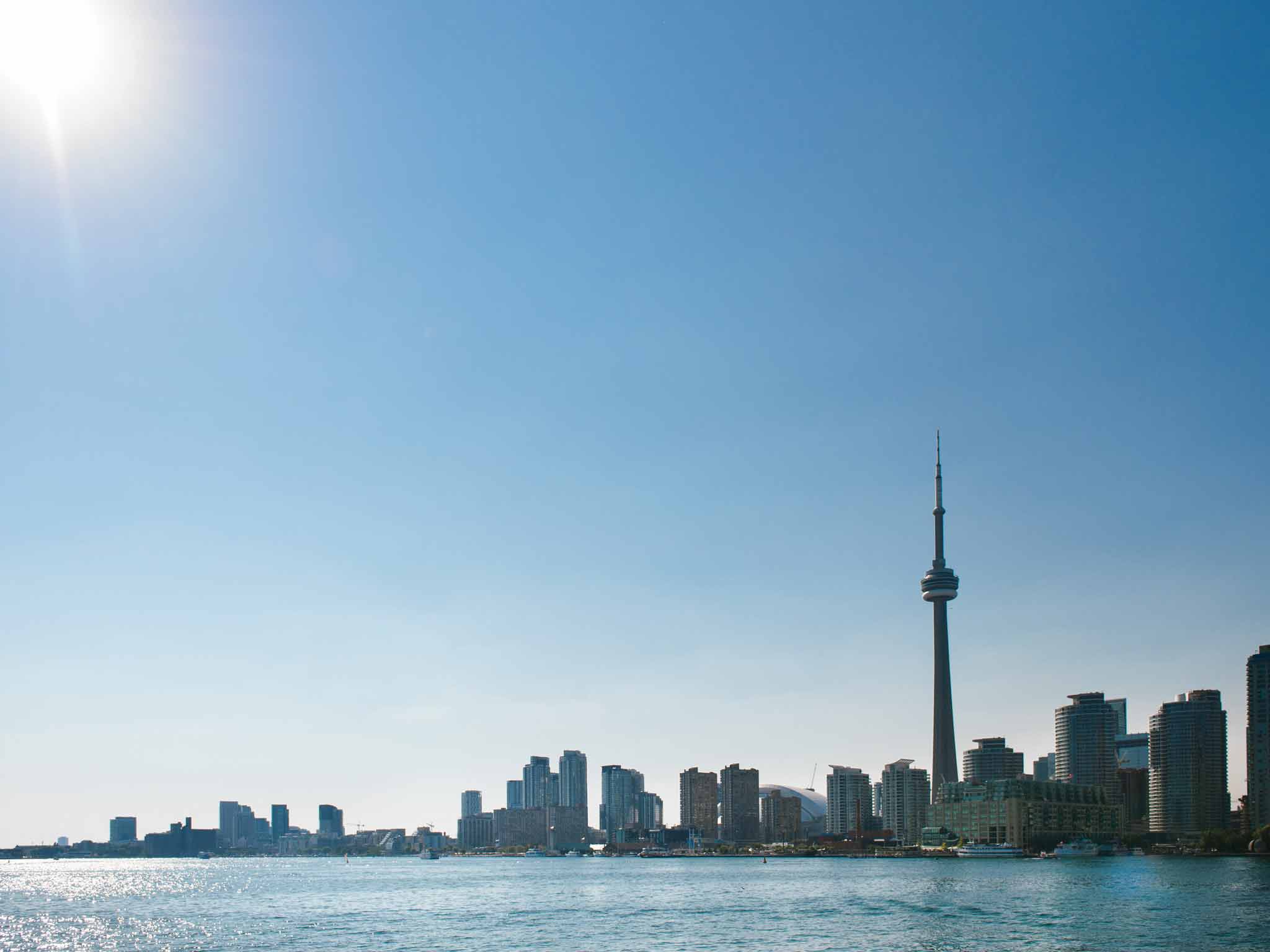 High life: Toronto's skyline is pierced by the CN Tower