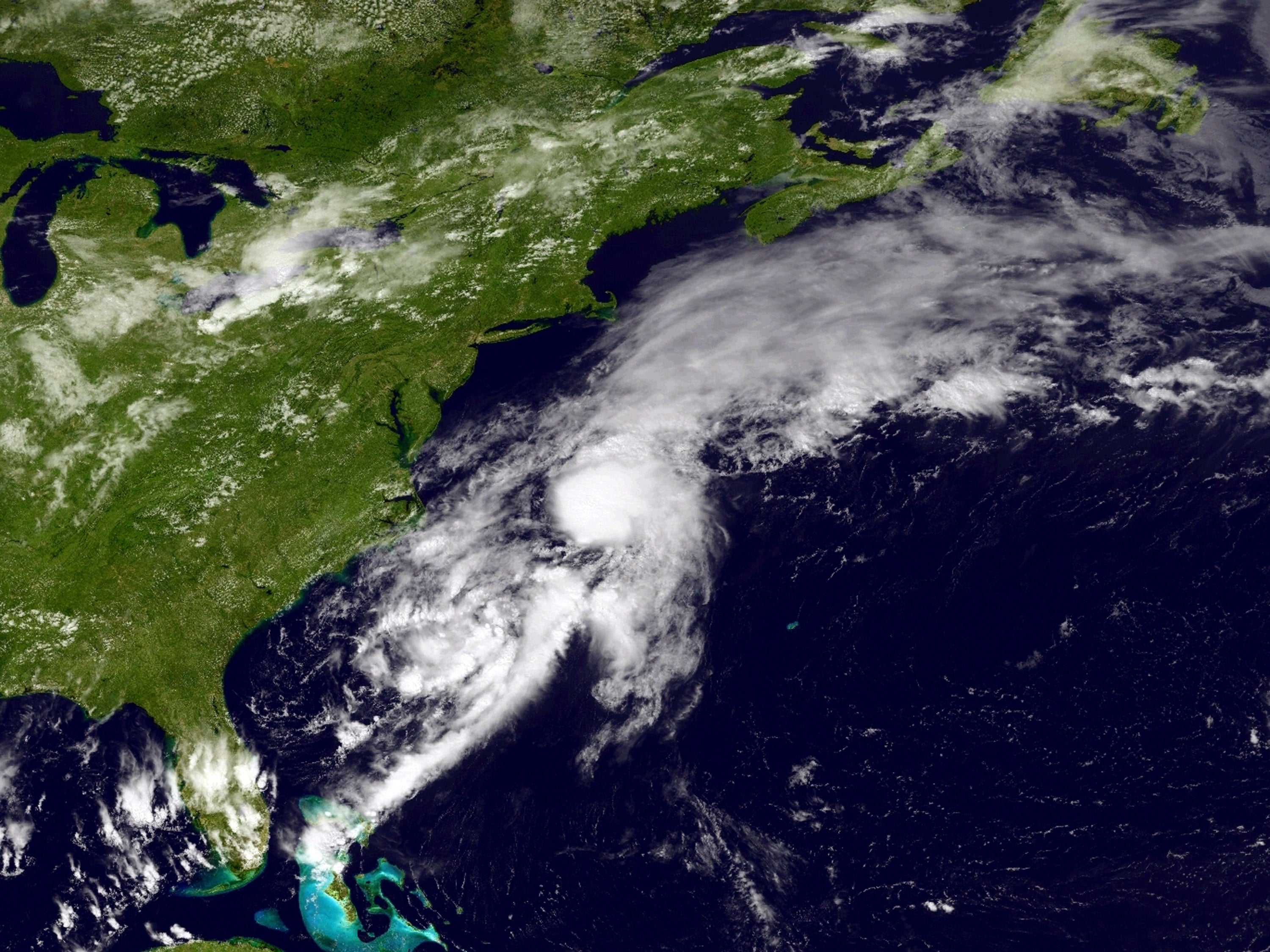 Bertha, pictured here on 5 August, is currently moving across the Atlantic but will miss the UK