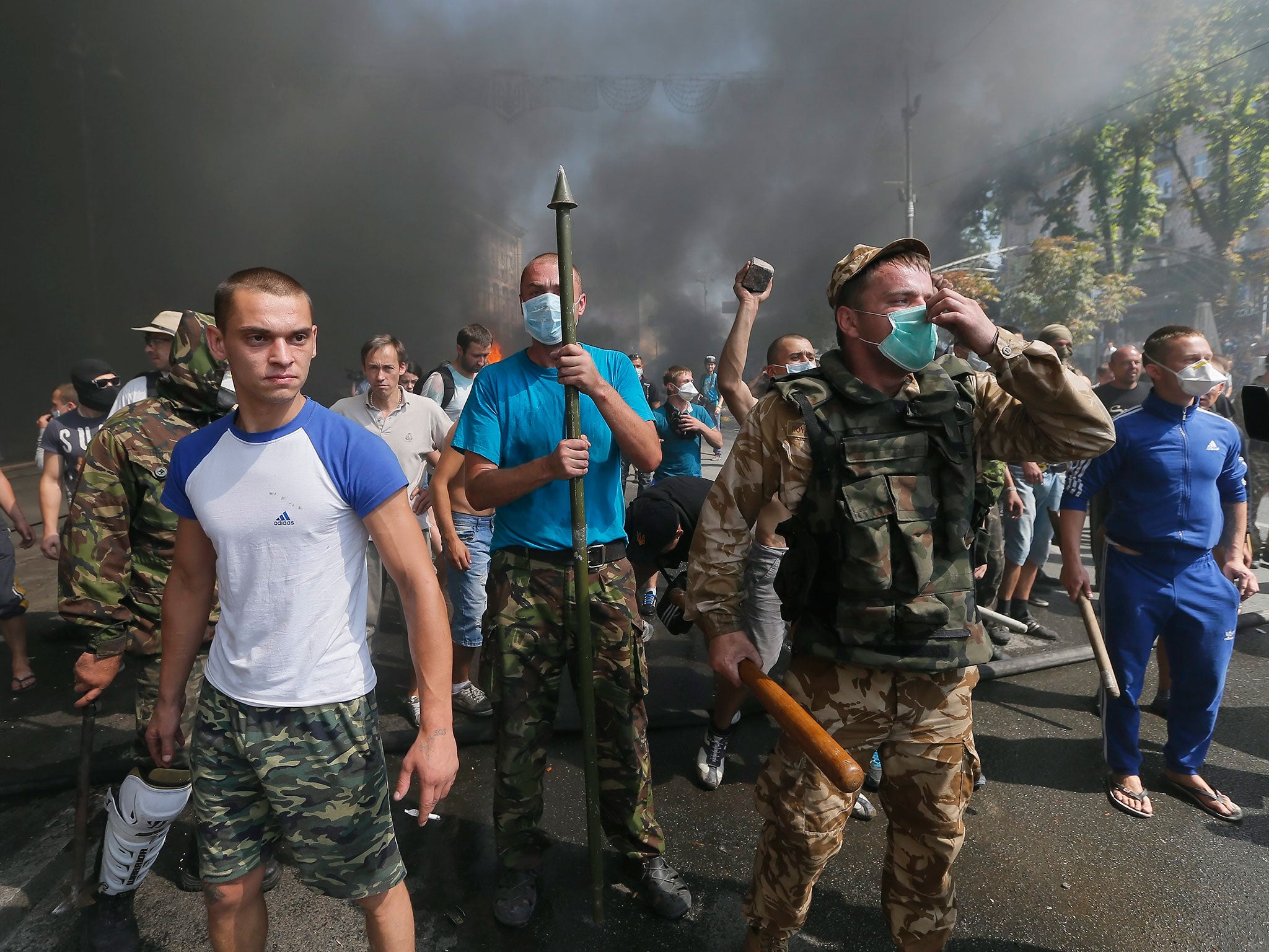 Clashes near the Maidan in central Kiev as troops tried to clear the streets of the remnants of an anti-Yanukovych protest camp