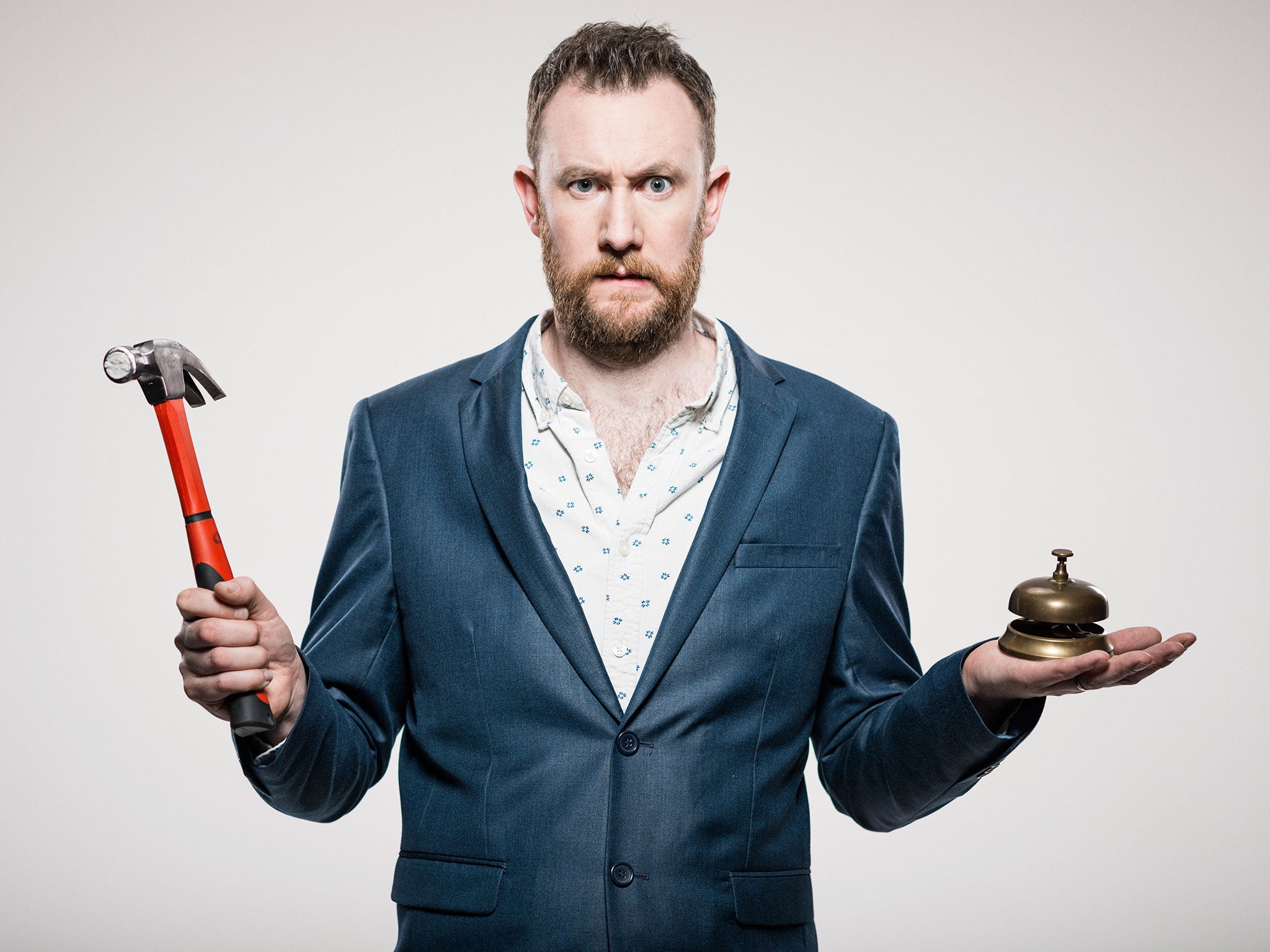 Alex Horne builds an elaborate contraption at the Edinburgh Fringe