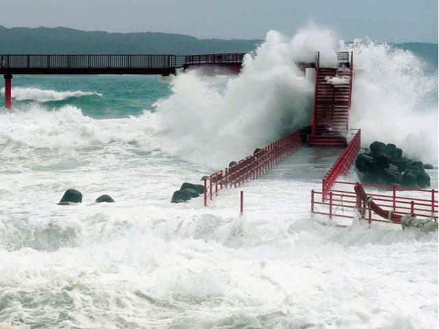 <p>Typhoon Halong ravaged Japan's coast on Saturday evening</p>
