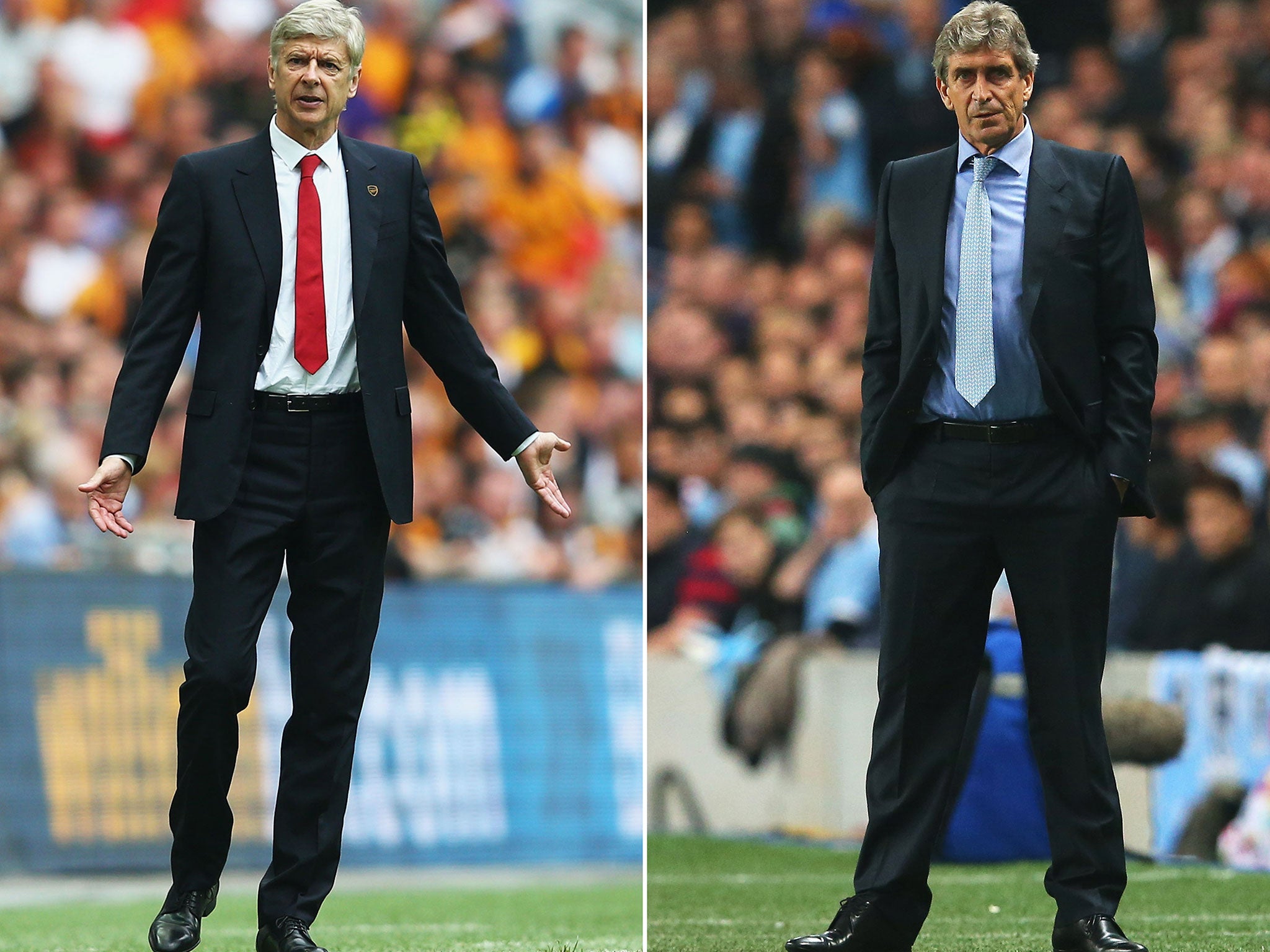 Arsene Wenger and his opposite number today Manuel Pellegrini