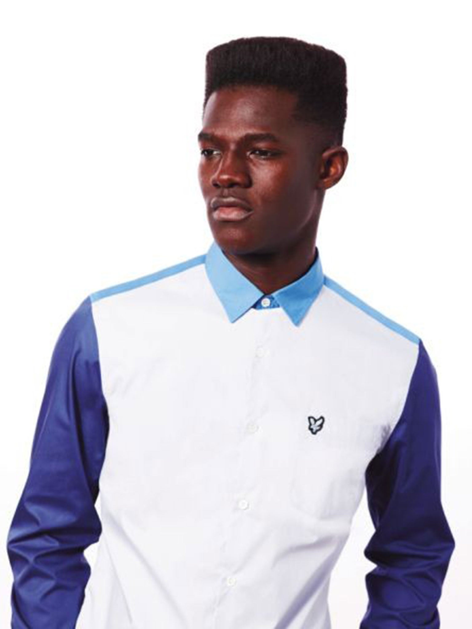 Jonathan Saunders for Lyle & Scott white and blue shirt, £135