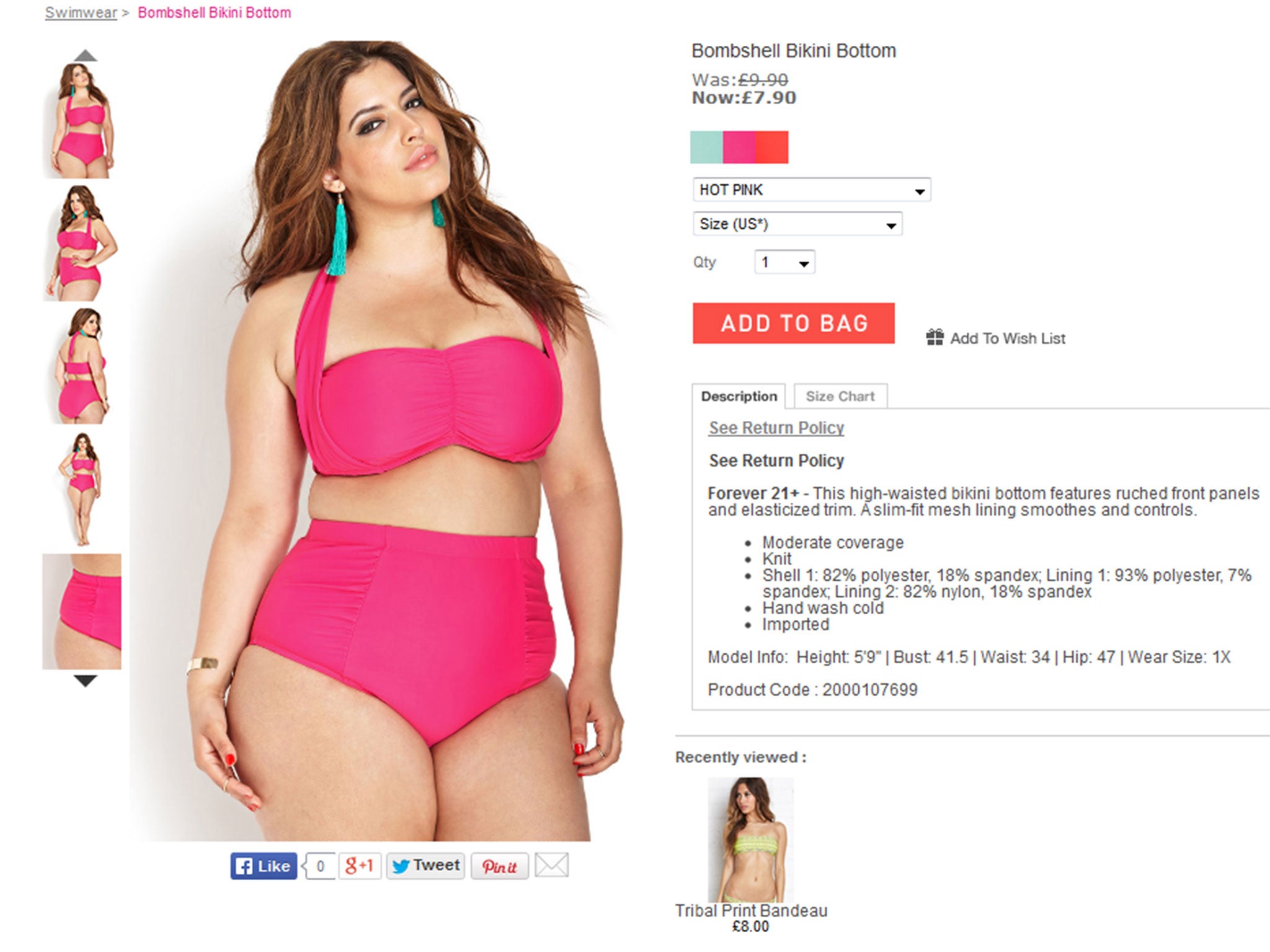 Forever 21's plus-size bikini available on their website