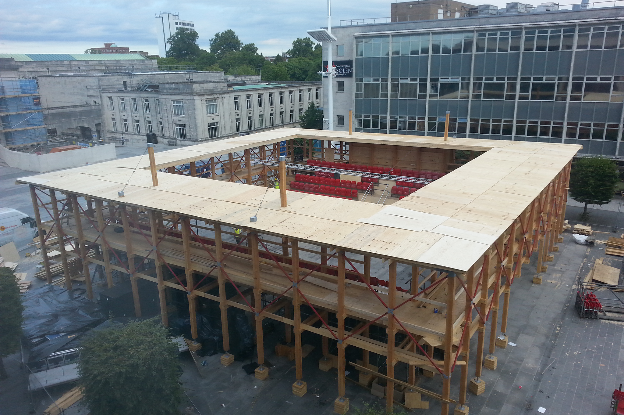 The pop up Stadium for Nuffield Theatre's production The Saints