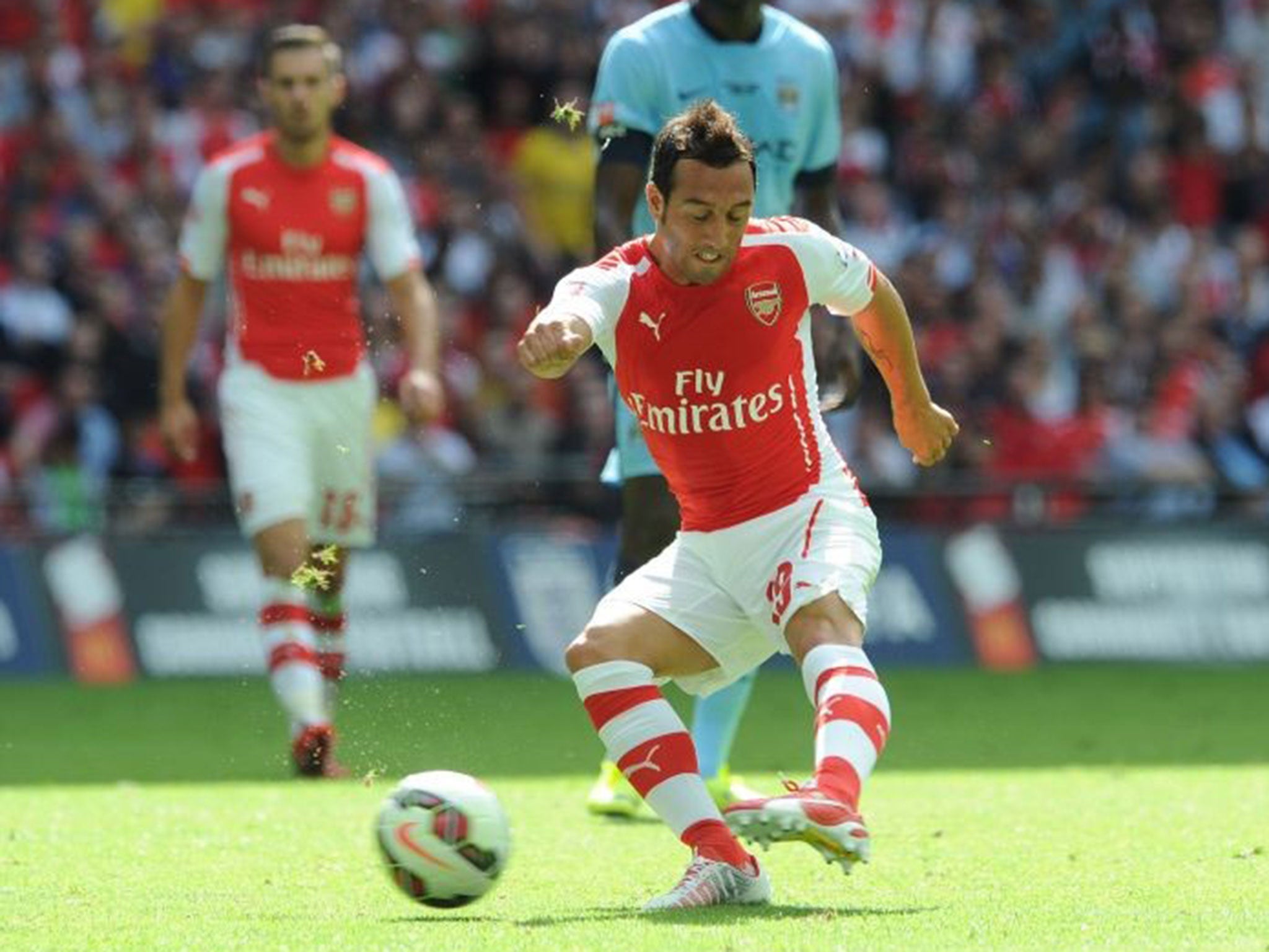 Santi Cazorla scores Arsenal's 1st goal during the Community Shield