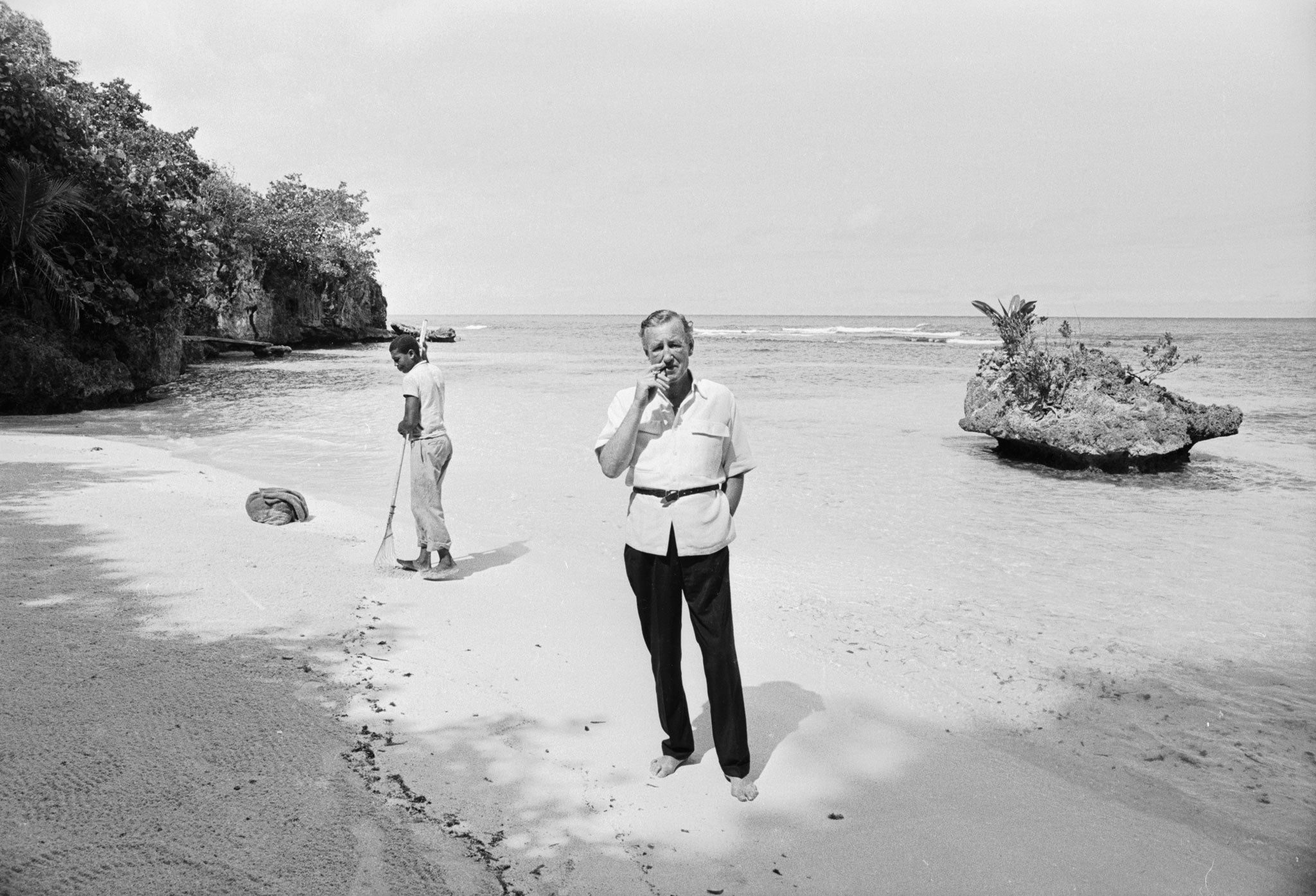 Smoking gun: Ian Fleming, on a beach near Goldeneye, 1964