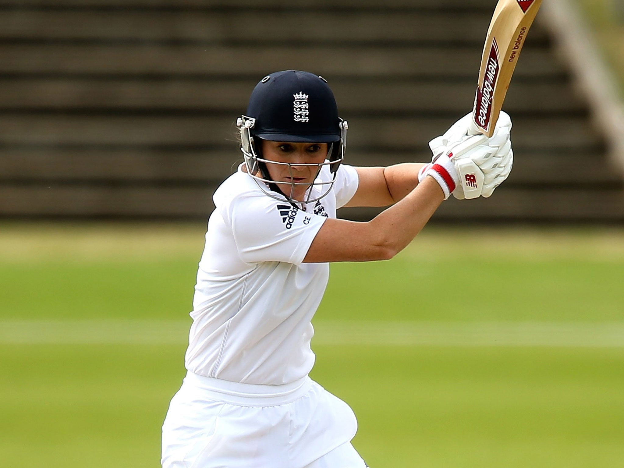 England captain Charlotte Edwards was out to the first ball after a two-hour rain delay at Wormsley