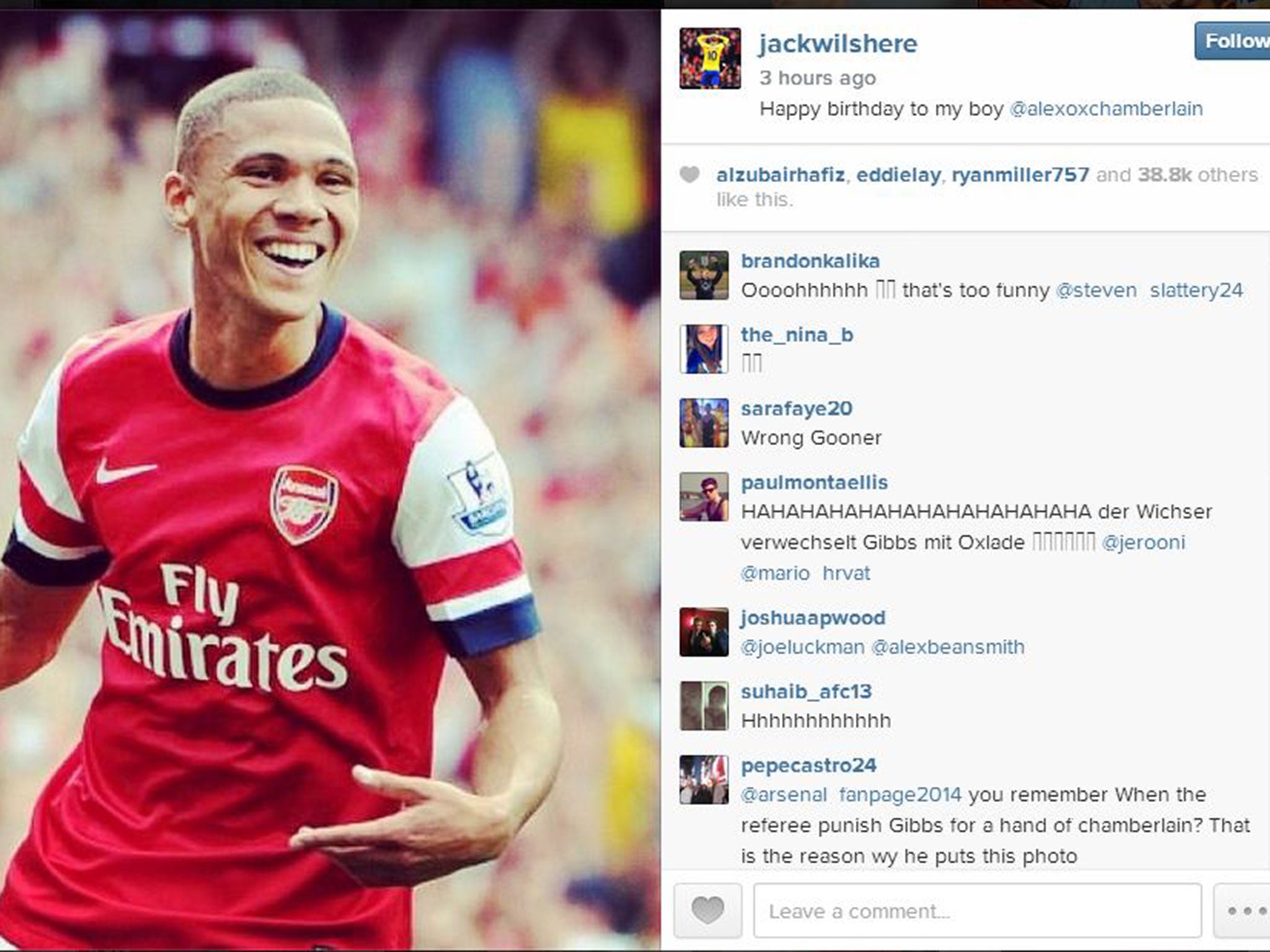 Jack Wilshere brilliantly mocked Andre Marriner