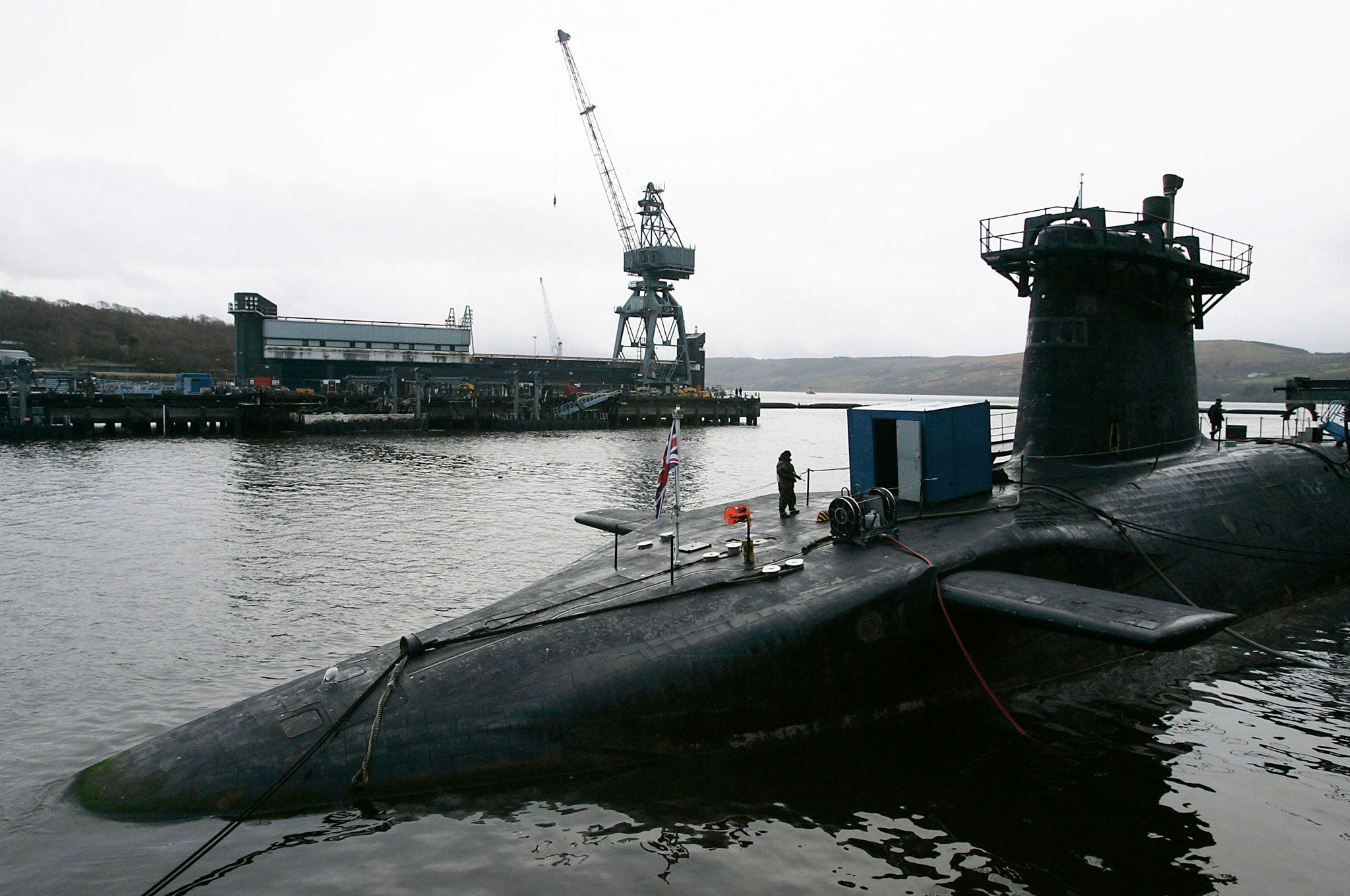 HMS Vanguard at Faslane Naval Base on the Clyde