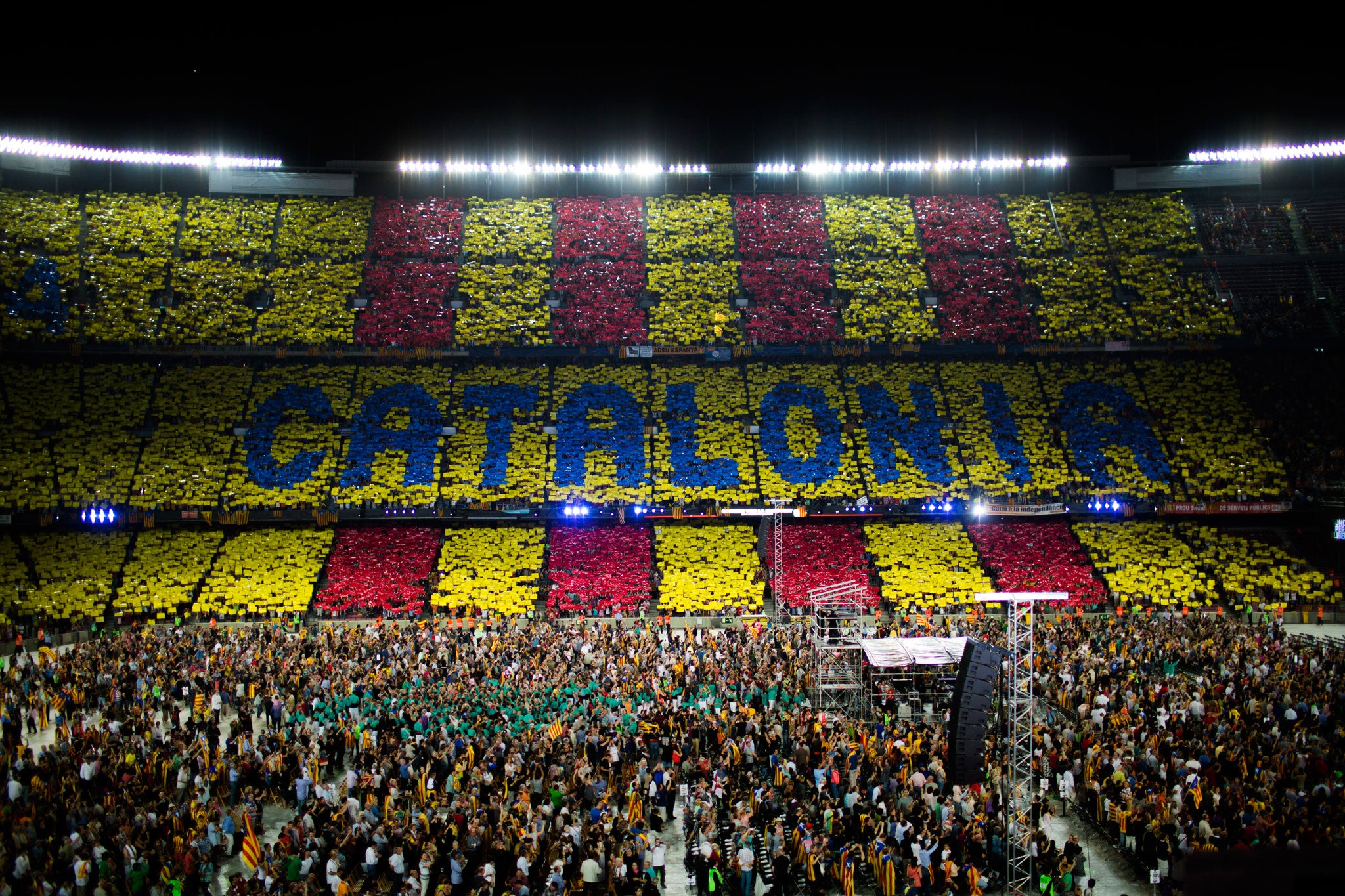 A pro-independence mosaic at the Nou Camp in Barcelona