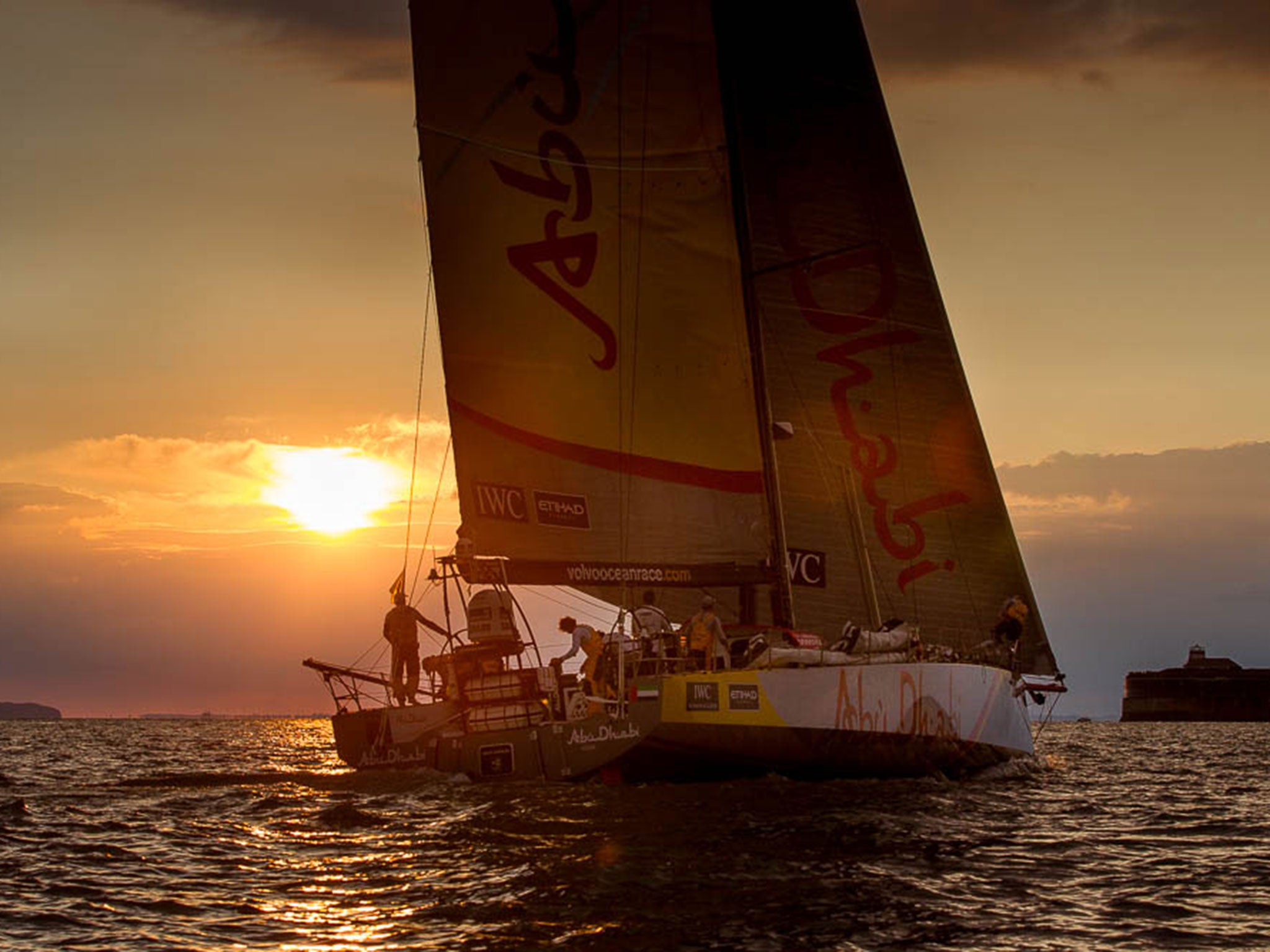 A sunset shot of the late finish to the Sevenstar Round Britain and Ireland