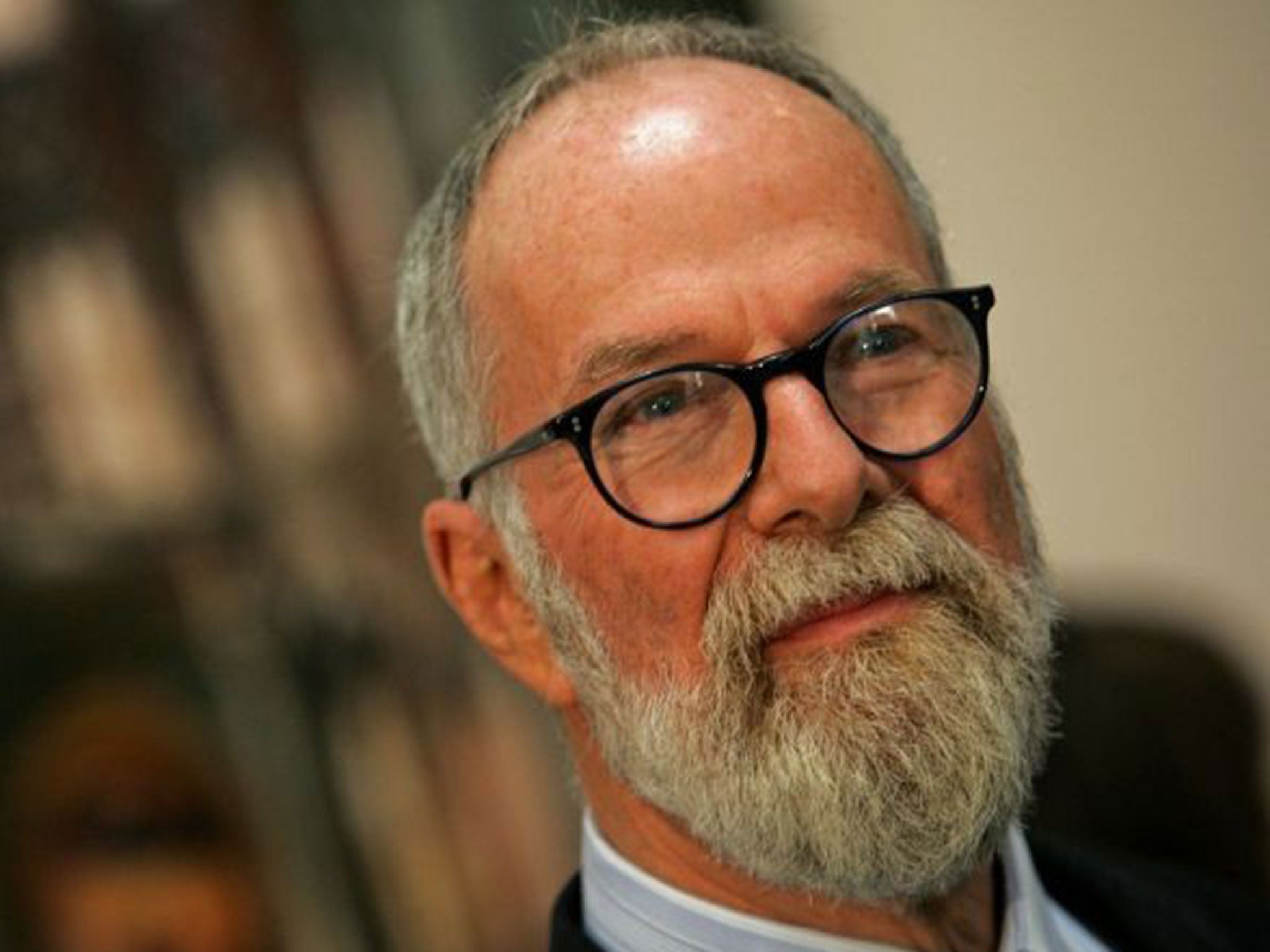 Hungarian-born art collector John Kaldor stands nearby his art collection on April 3, 2008 in Sydney