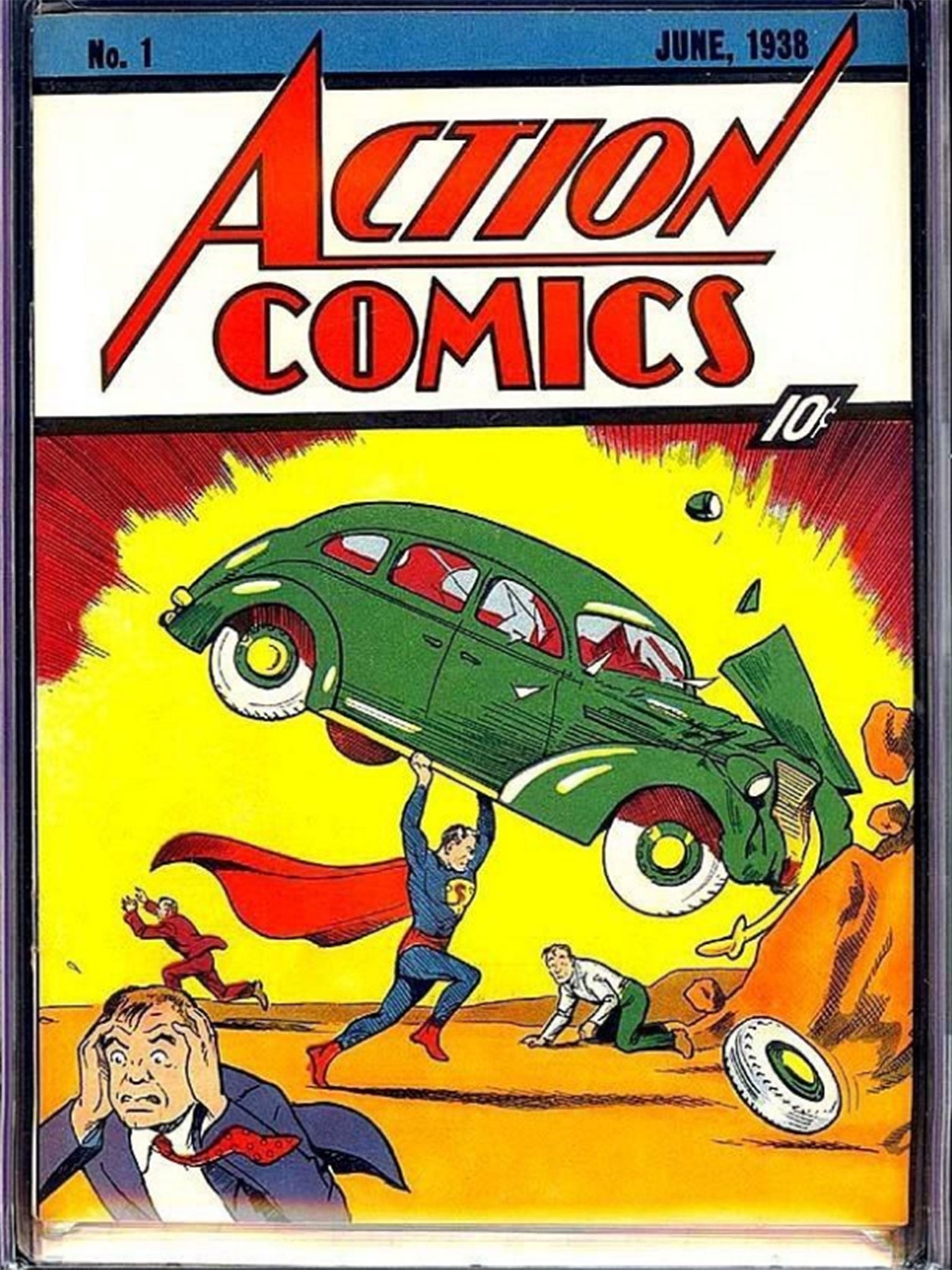 The cover of the comic which introduced the world to Superman