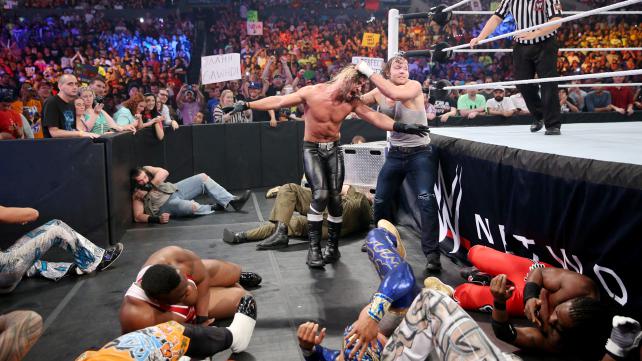 All hell broke lose in the lumberjack match