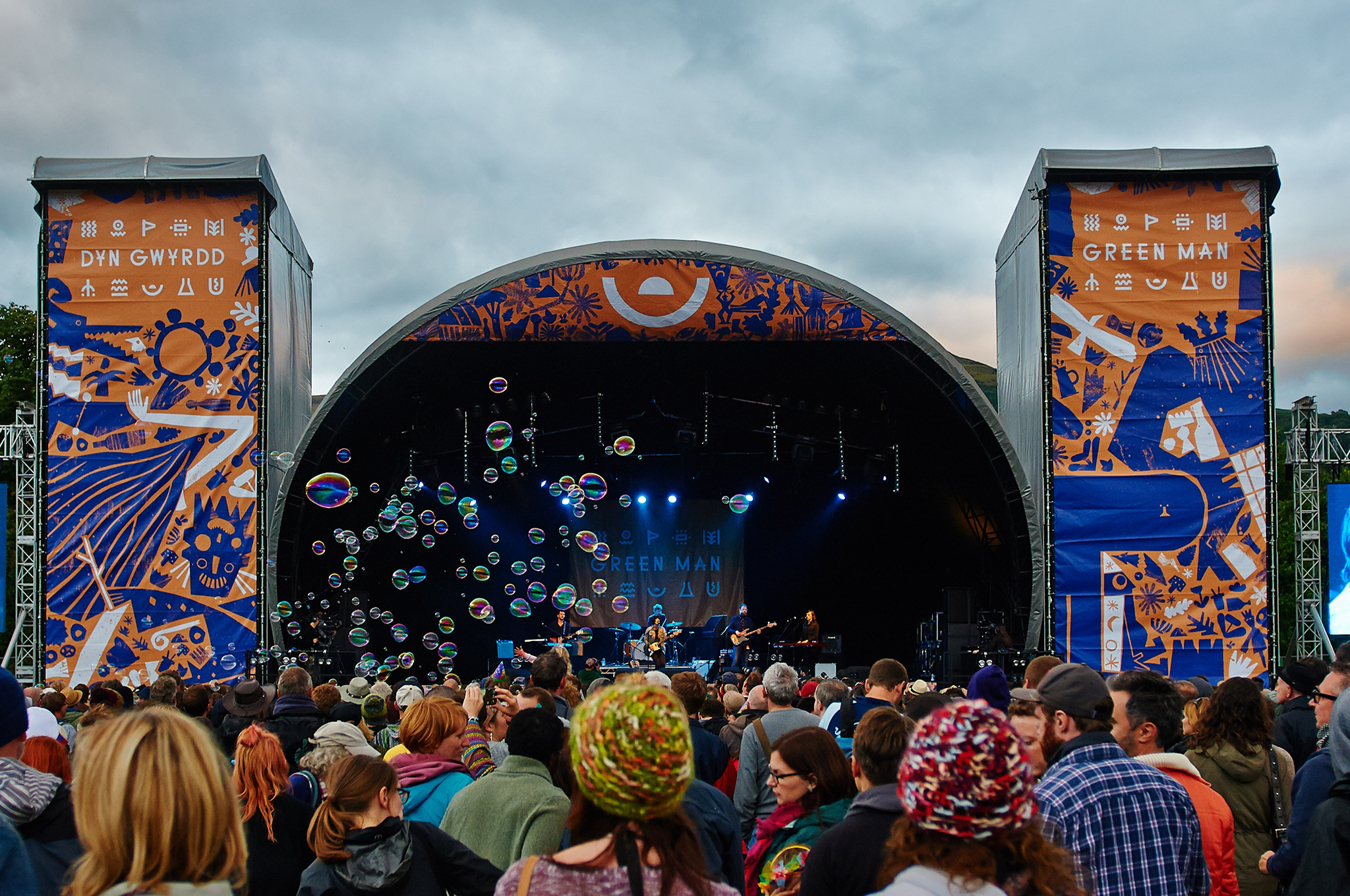 Festival goers enjoy the atmosphere at Green Man Festival