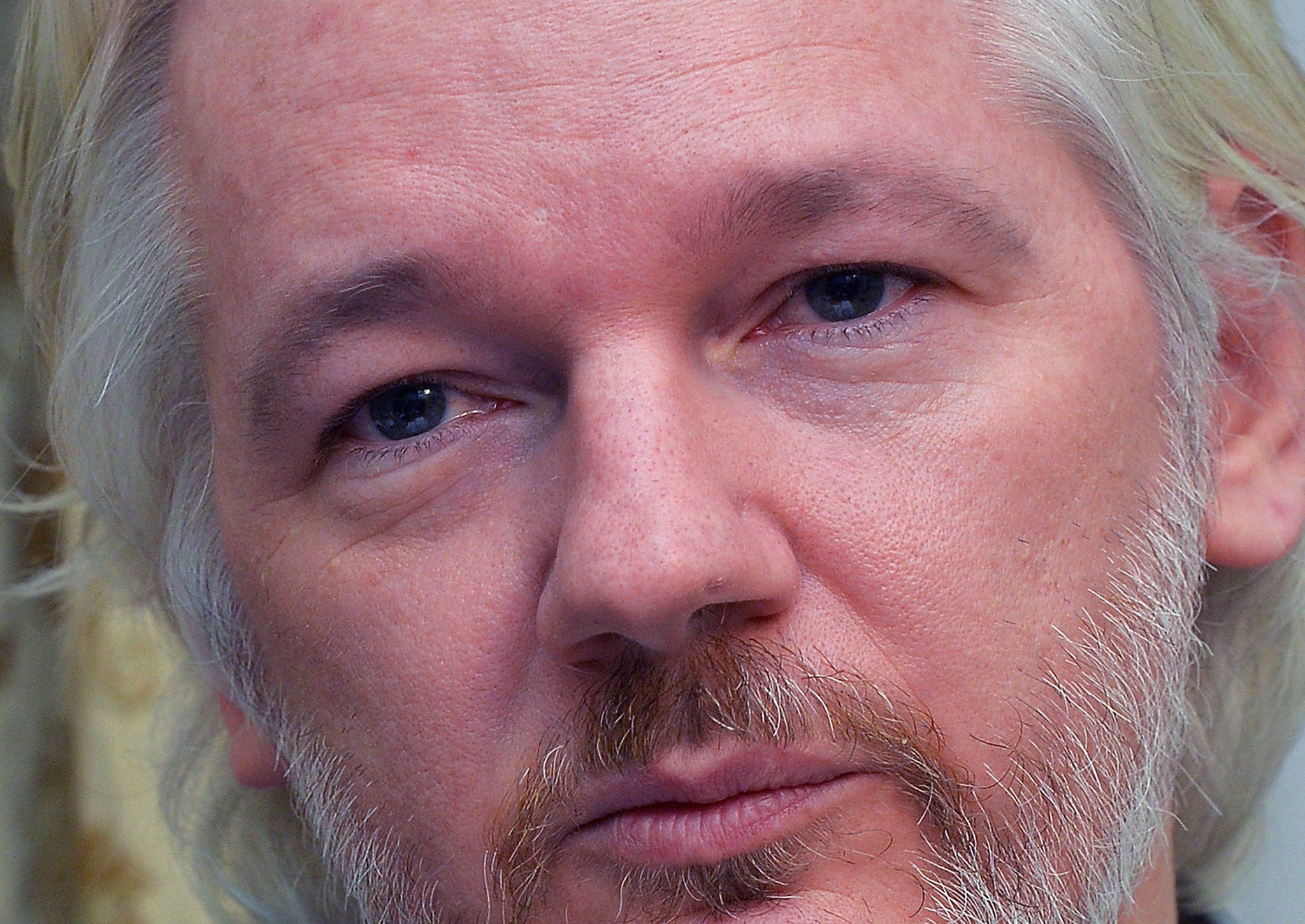 Julian Assange holds a press conference at the Ecuadorian Embassy about his possible imminent departure