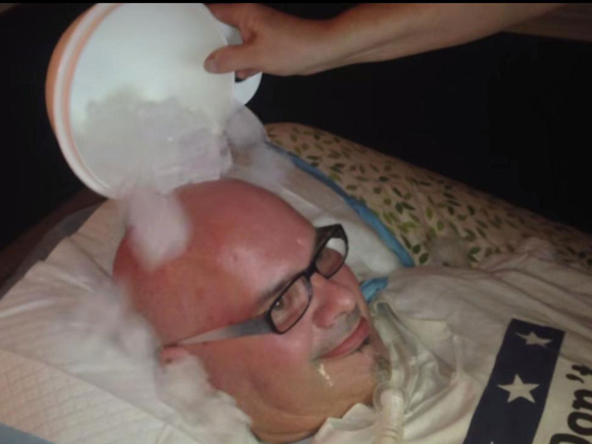 David Kurt McClain, who has suffered with ALS for over a decade, takes the Ice Bucket Challenge